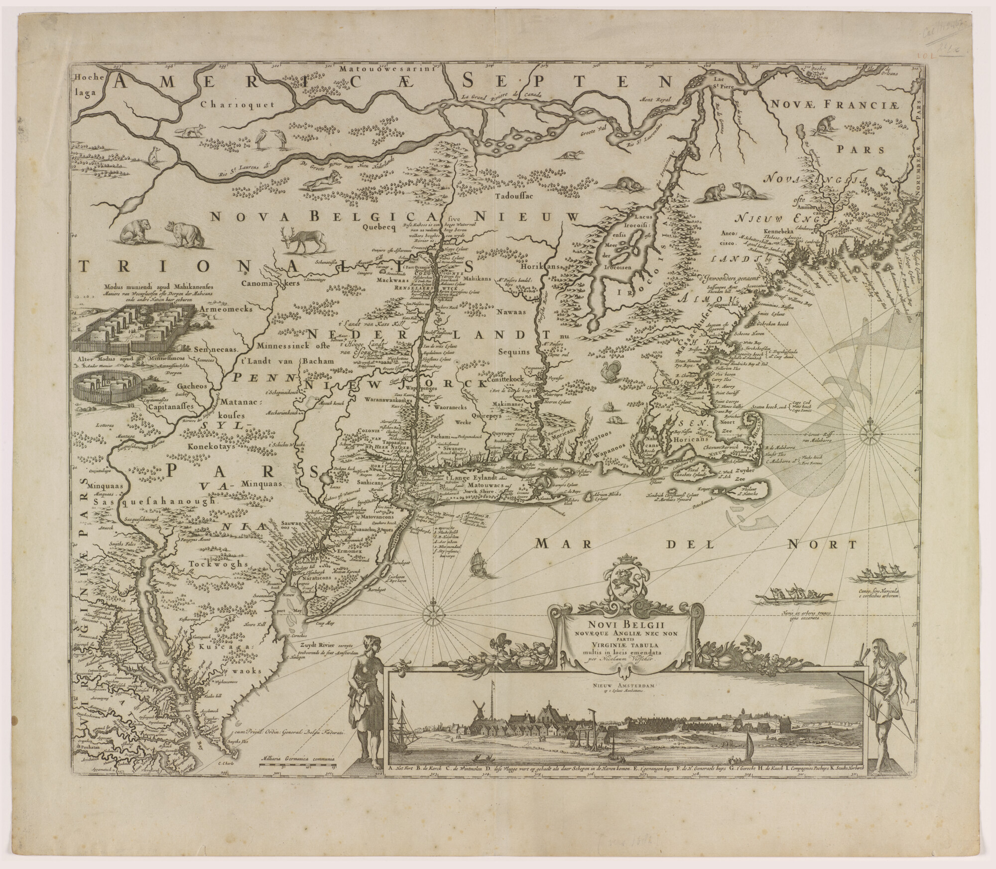 A.0145(064)6; Kaart van Nieuw Nederland, Nieuw Engeland en een deel van Virginia; landkaart
