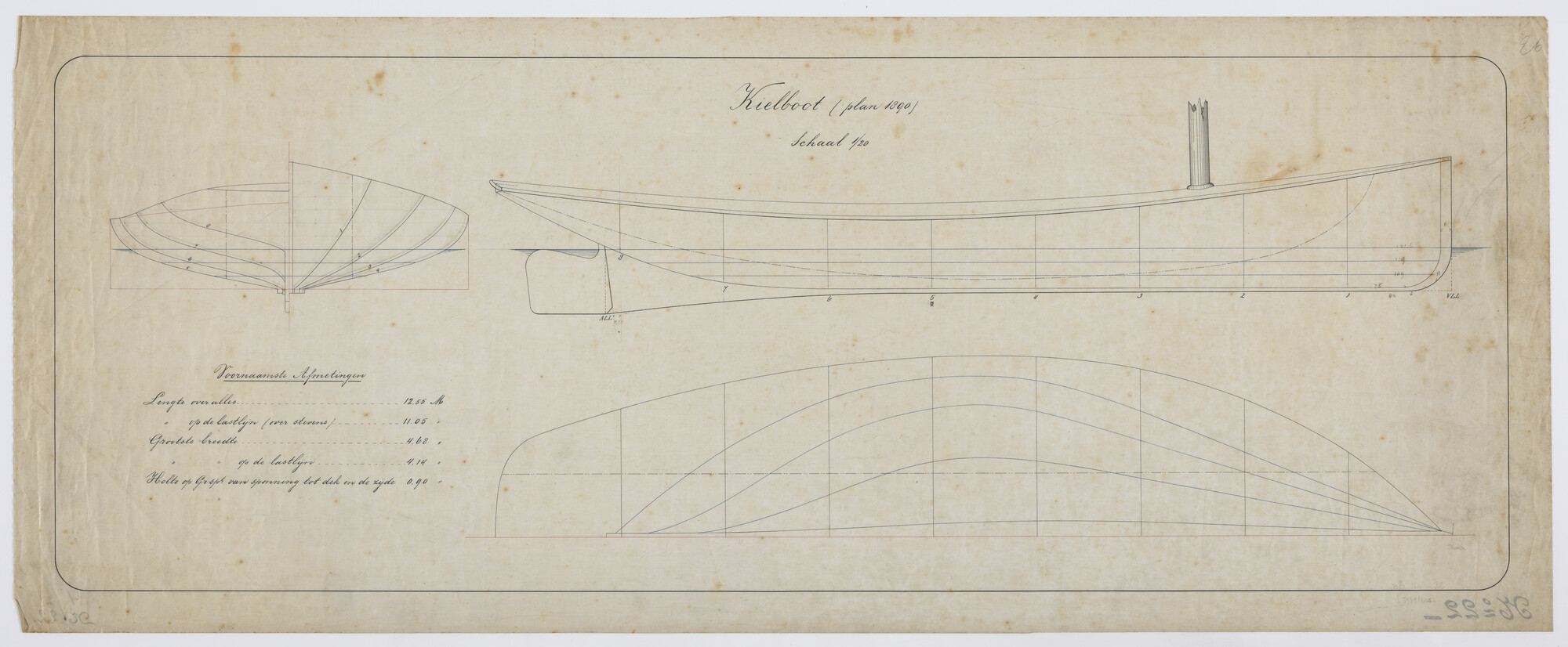 S.5181(604); Lijnenplan van een zeiljacht; technische tekening