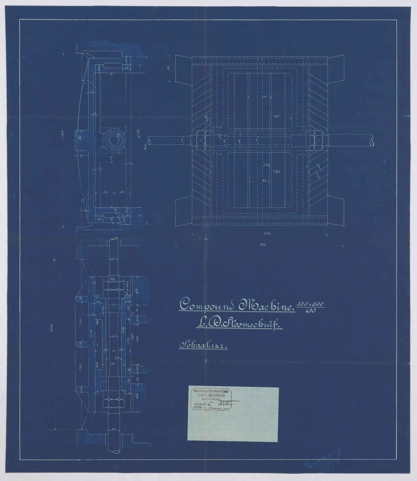 2003.0941; Stoomschuif van de machine van de ijsbreker ss. Christiaan Brunings; technische tekening