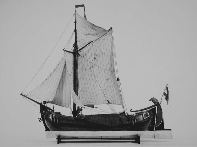 A.0149(0022); Model van het Zuid-Hollandse gaffelschip De Jonge Pieter; scheepsmodel