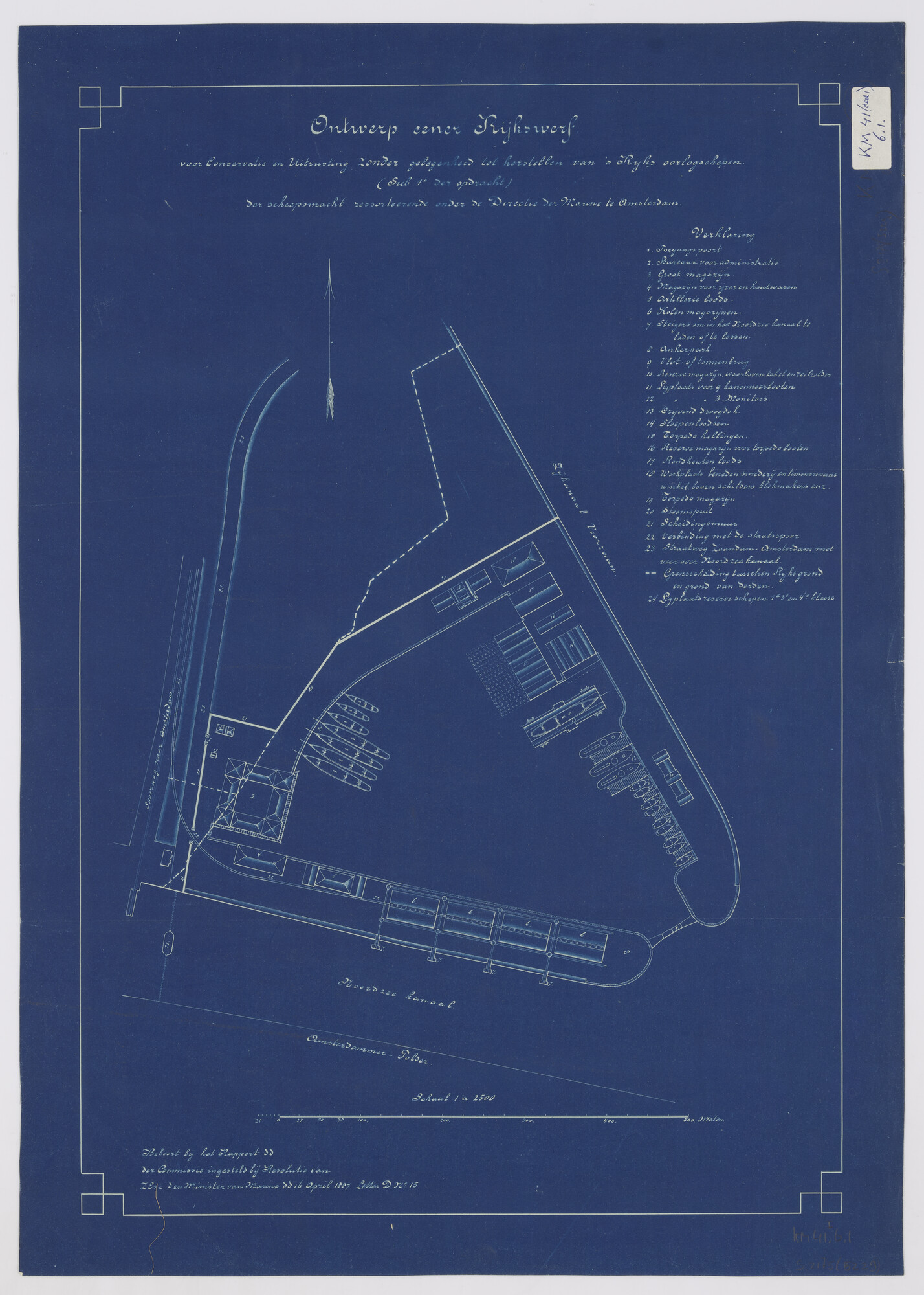 S.2175(5229); Ontwerp voor een nieuwe Rijkswerf te Amsterdam nabij de Hembrug (1887); technische tekening