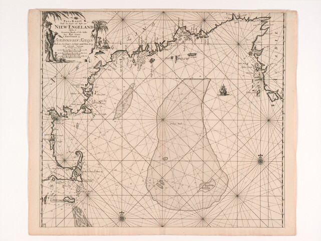 A.0145(212)20; Paskaart van de kust in de bocht van Nieuw Engeland tussen Staten Hoek en Kaap de Sable, door Claas Jansz. Vooght; zeekaart
