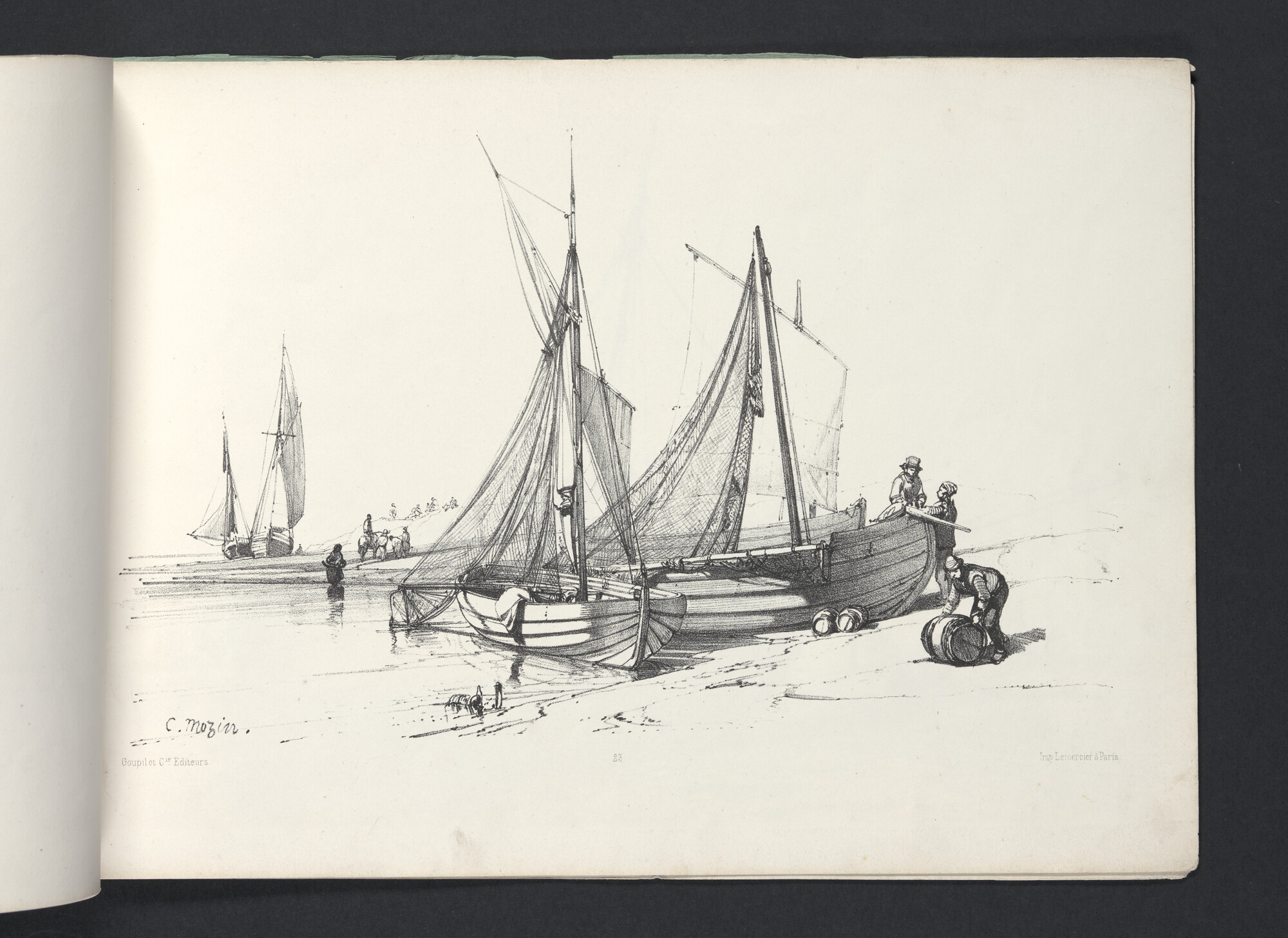 2023.0407; Prentenboek met scenes rond diverse vissersschepen en sloepen; prentenboek