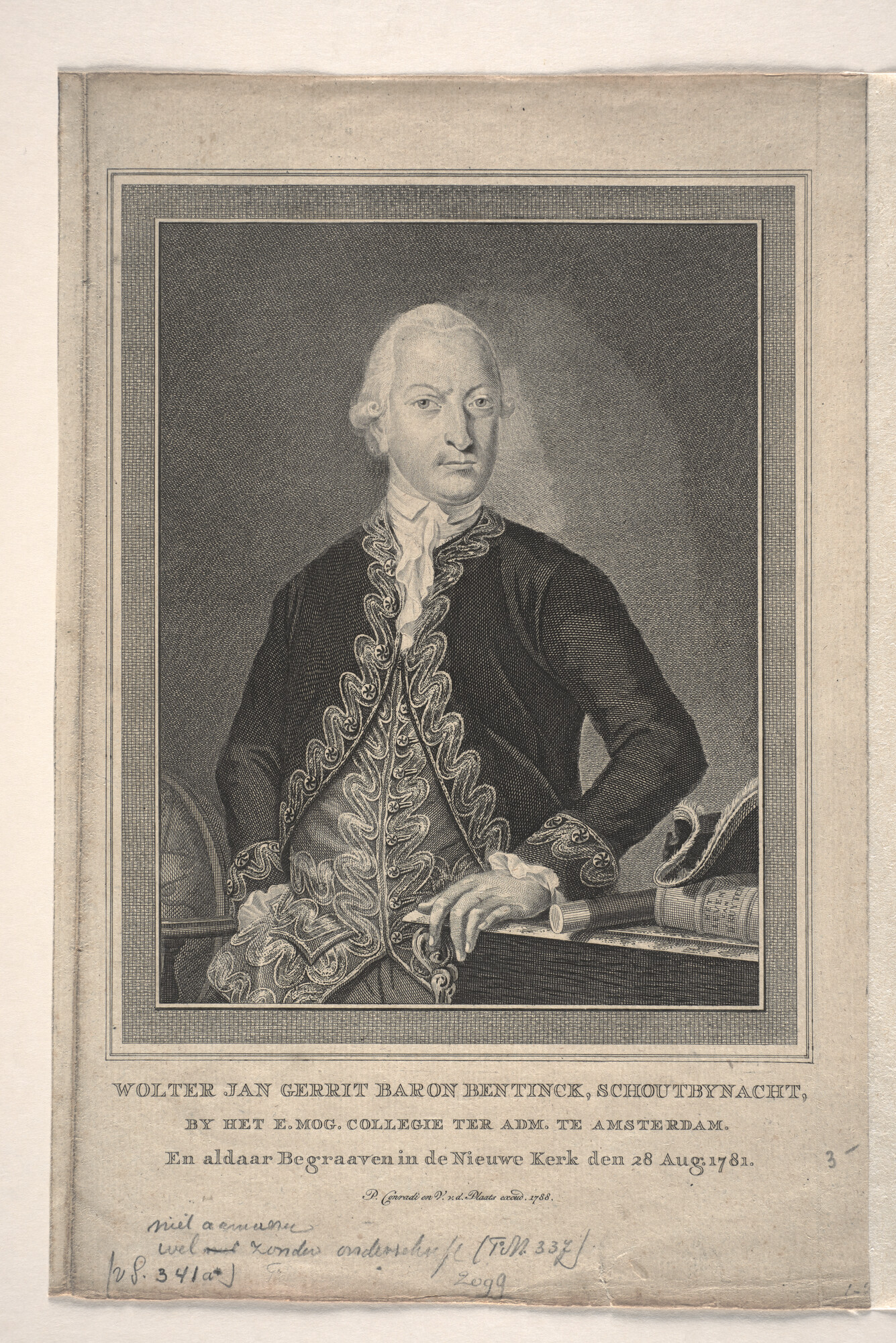 A.3059(06); Portret van Schout-bij-Nacht Wolter Jan Gerrit Baron Bentinck; prent