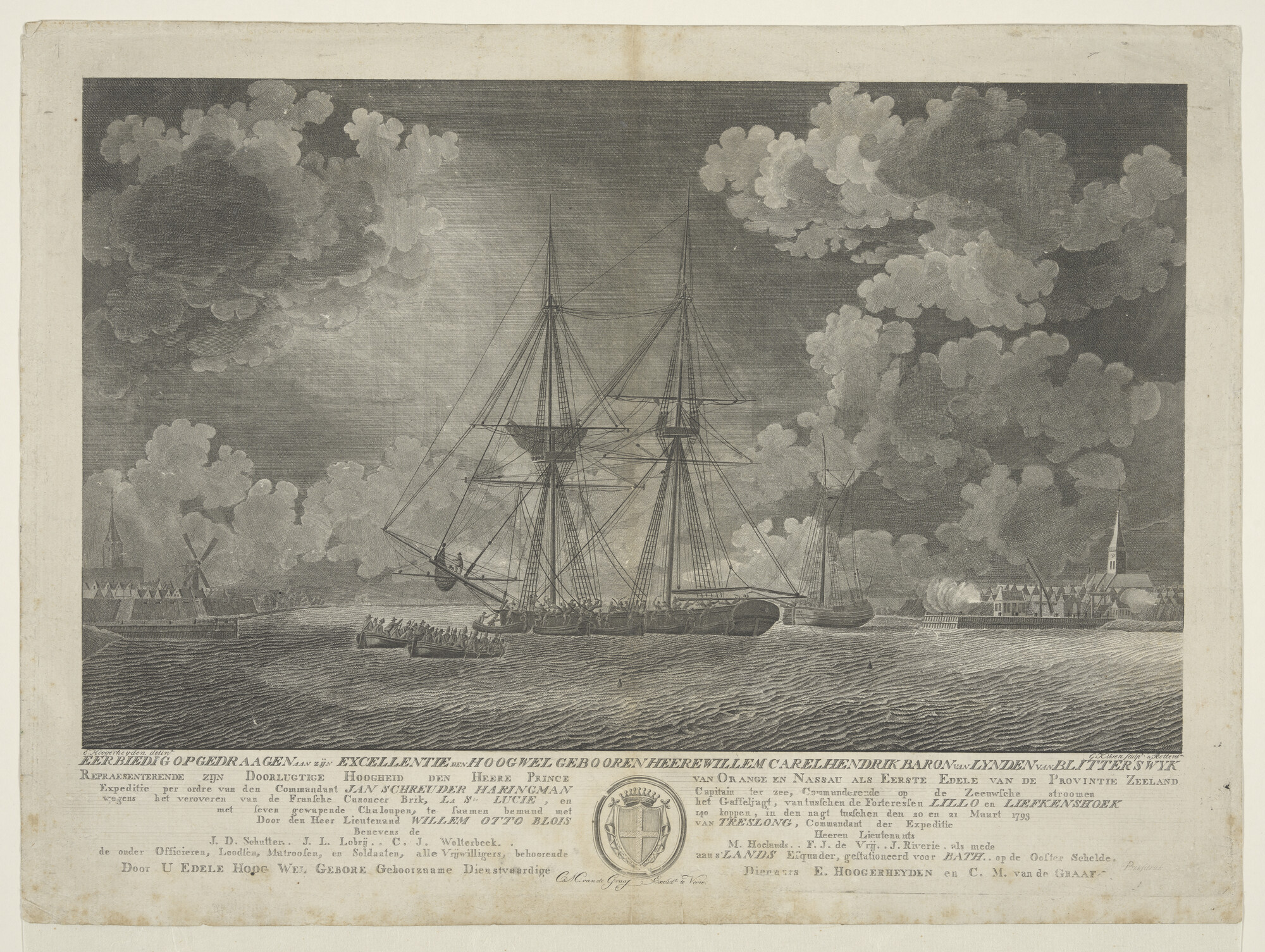 S.2644(02); Prent van de verovering van de Franse brik St. Lucie; prent