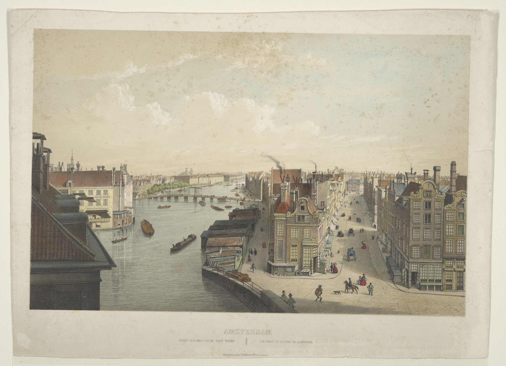 A.2921(03)c; Panorama van Amsterdam vanaf de Munttoren; prent