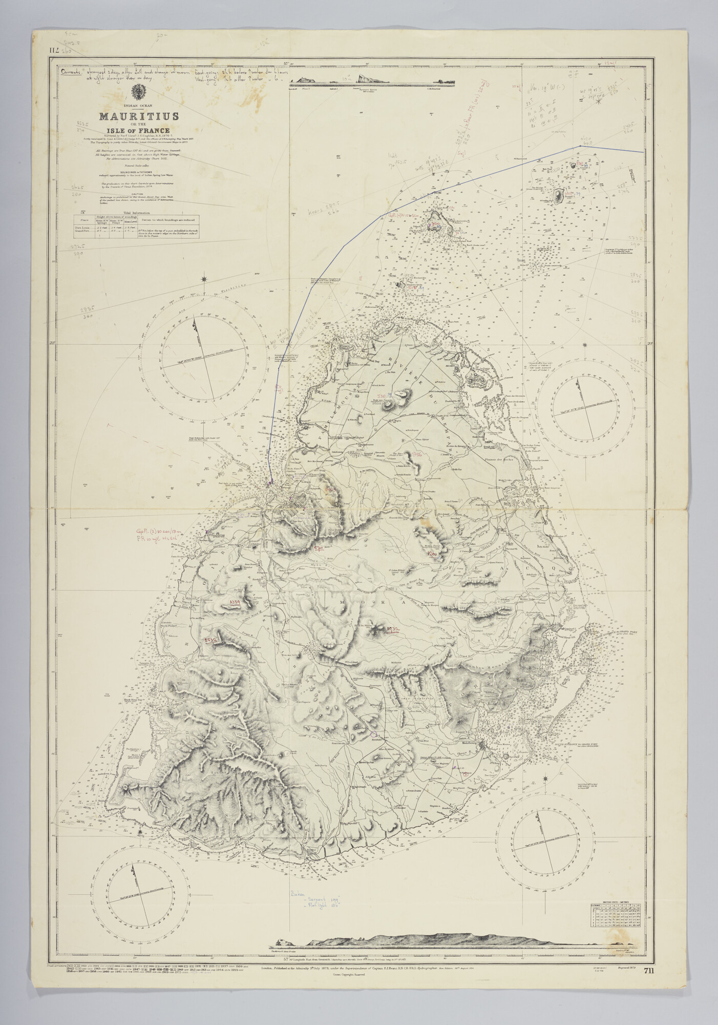 2019.1057-52; Indian Ocean, Mauritius or the Isle of France; zeekaart