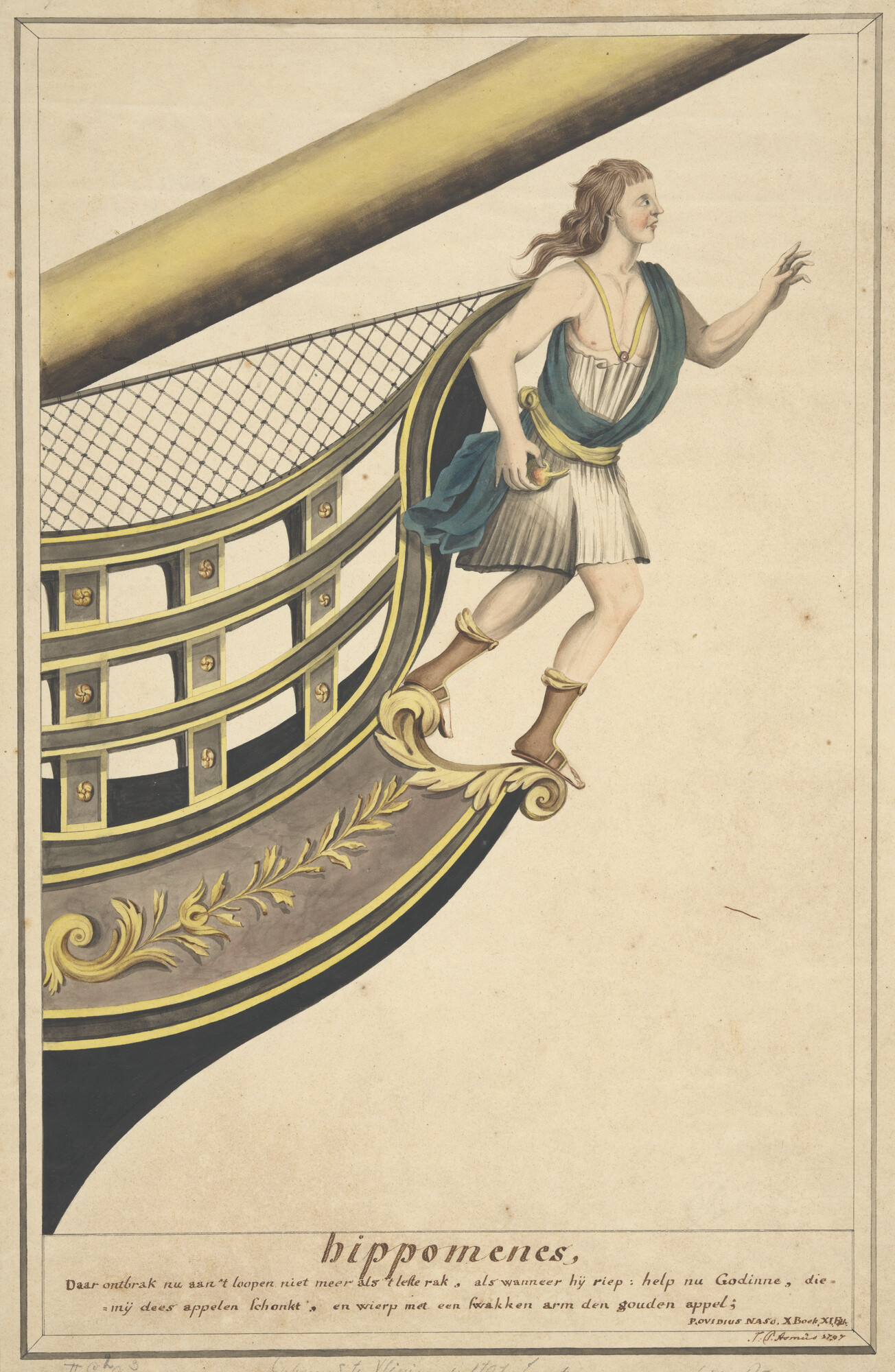 S.0600(01)028; Schegversieringen van de brik 'Hippomenes' van 18 stukken; technische tekening