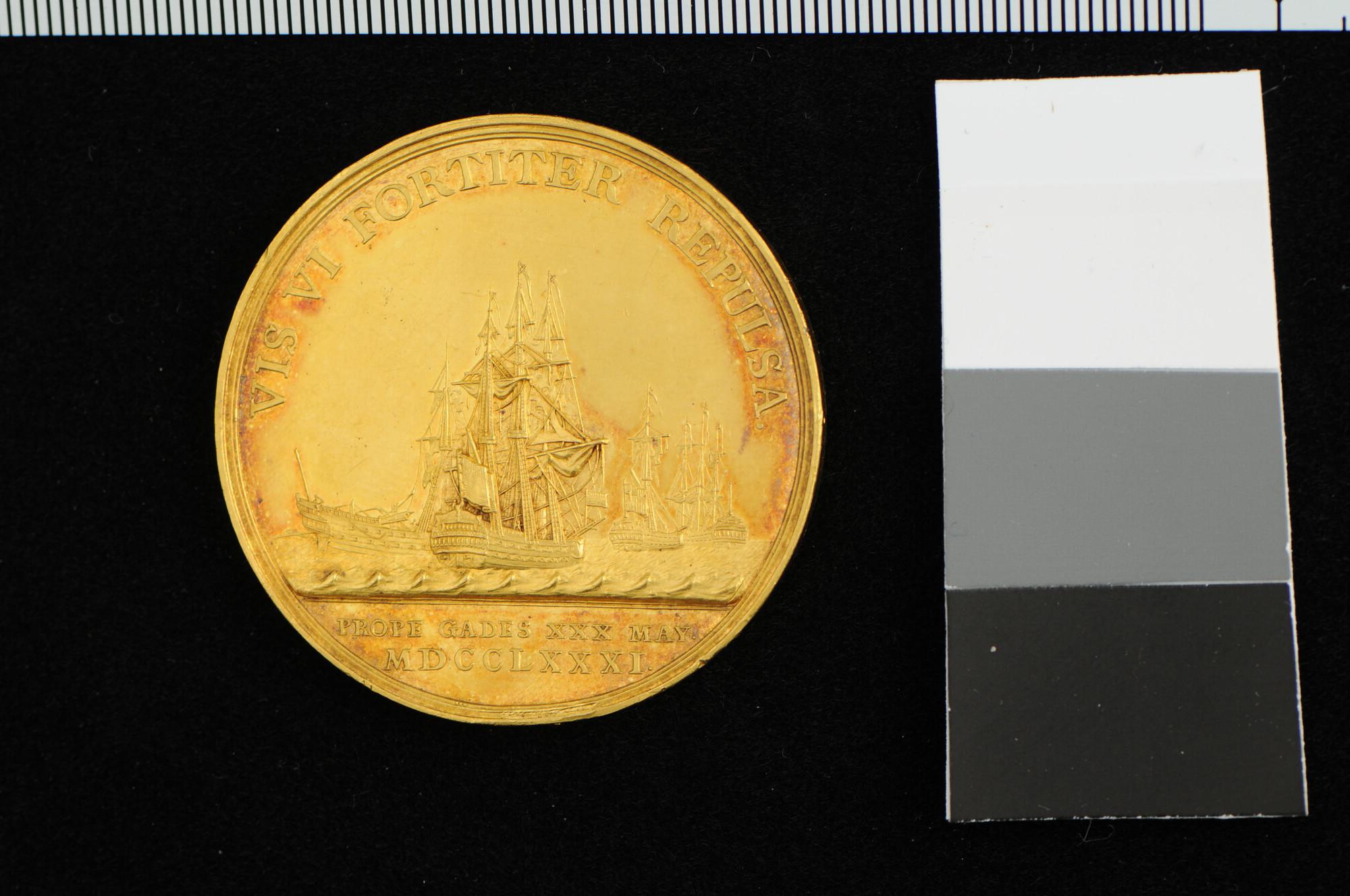 A.0477(31)3; Penning op het zeegevecht bij Cadiz, 1781; penning