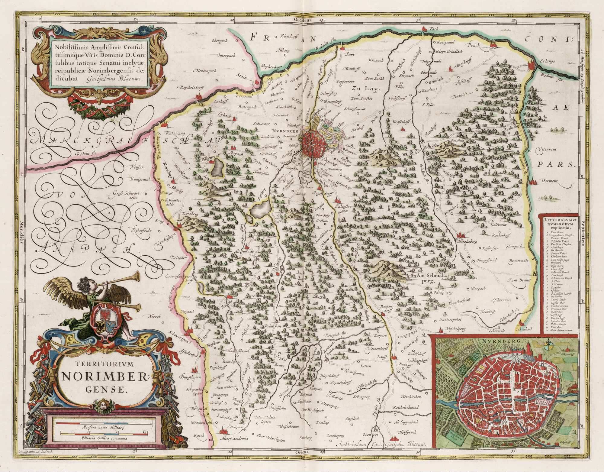 S.1034(02) [kaart 079]; Kaart van de omgeving van Neurenberg  met als inzet een plattegrond van de stad Neurenberg; landkaart