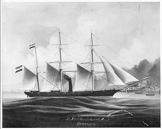 S.6289; Het schroefstoomkorvet Zr.Ms. Groningen; schilderij