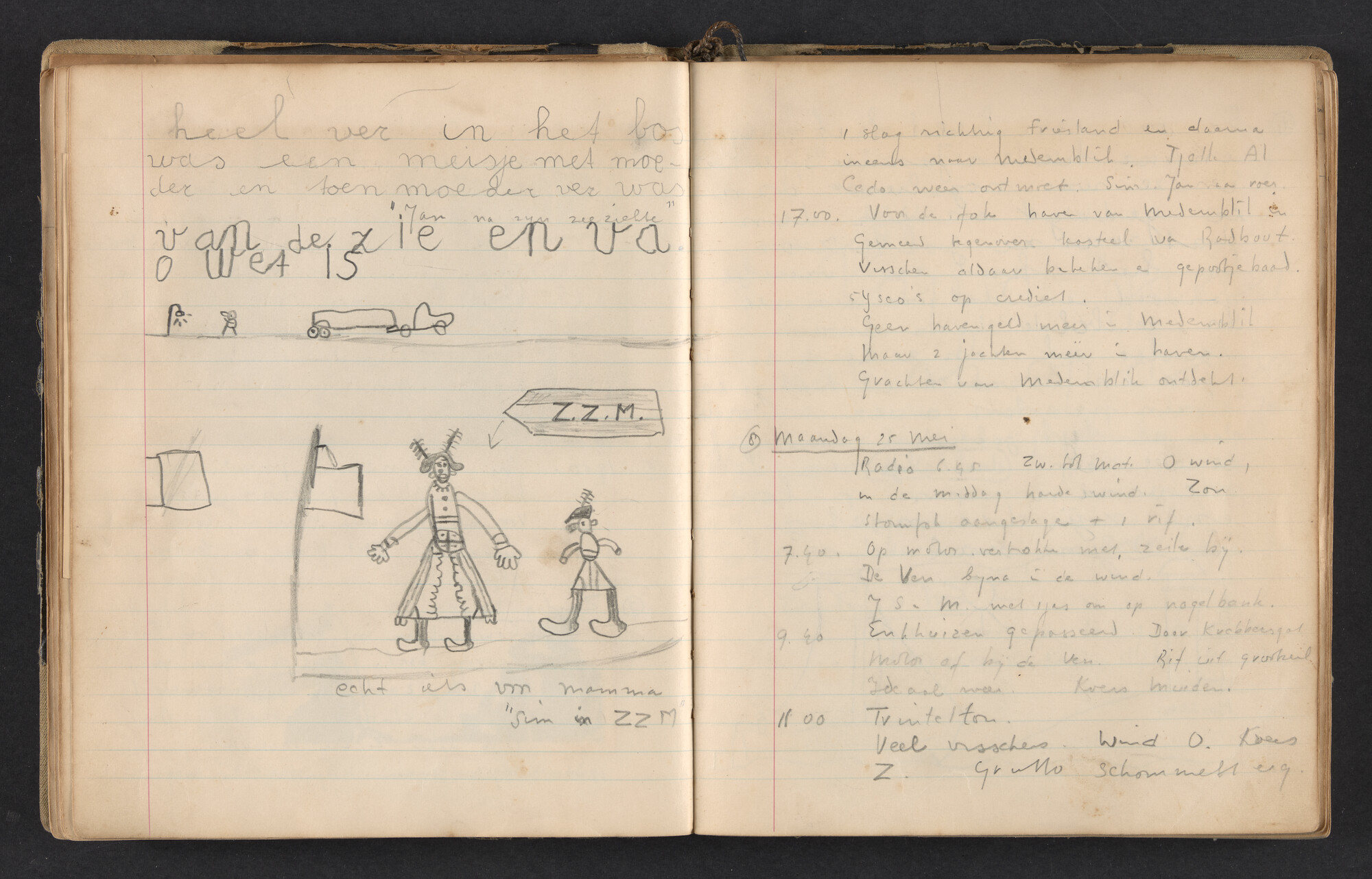 2017.0791; Logboek c.q. fotoalbum van reizen met zeeschouw Grutto in Nederland, 1952-1954; logboek