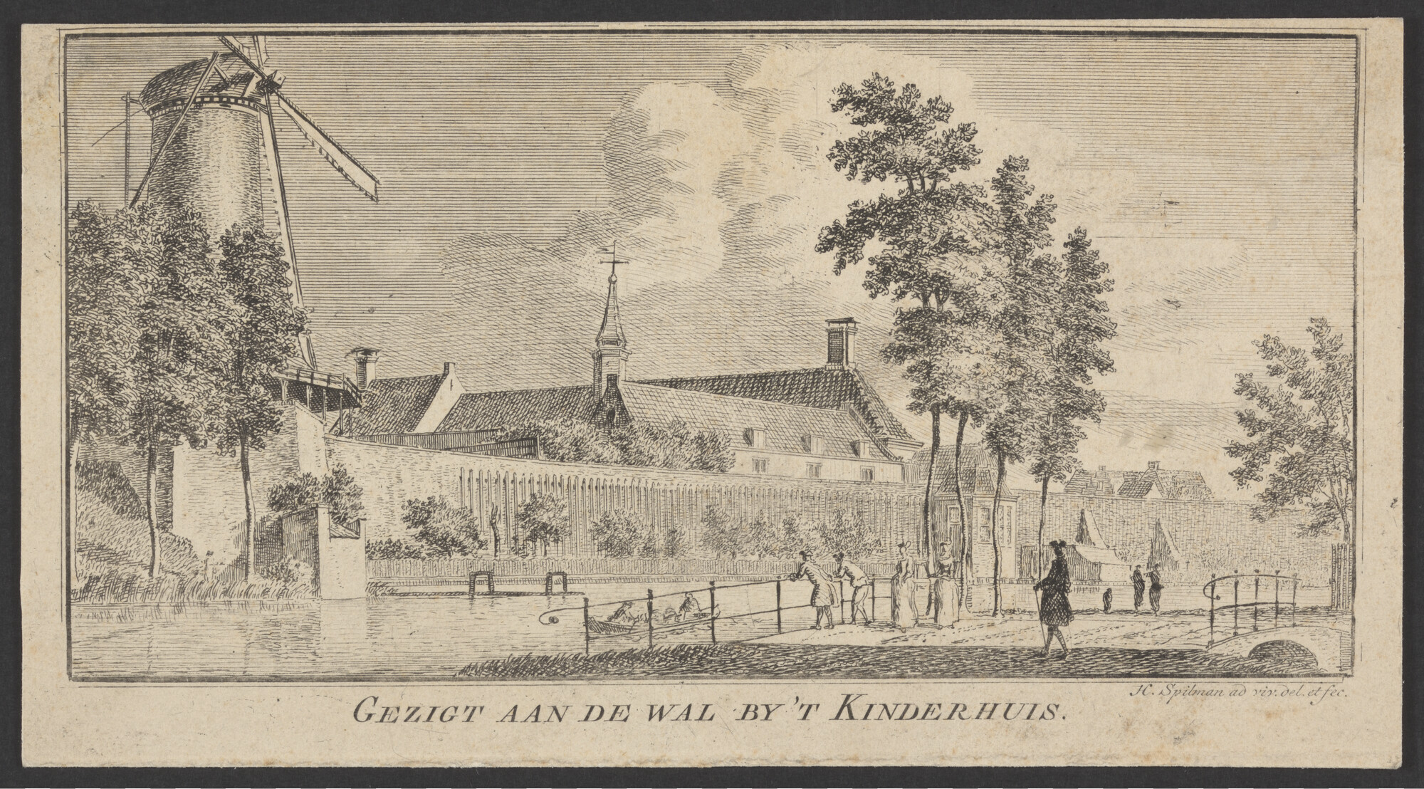 2023.0317; Prent, stadsgezicht van Haarlem met o.a. het Arme Kinderhuis; prent