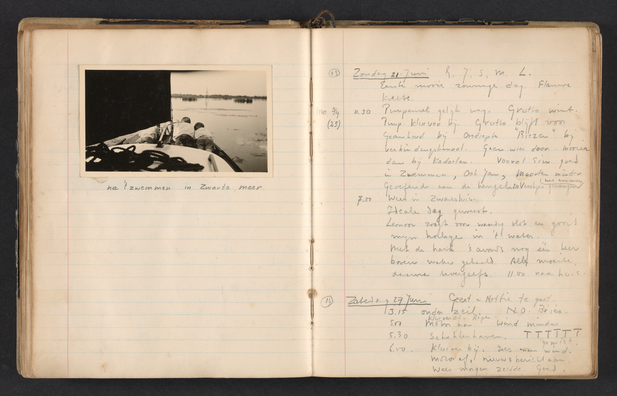 2017.0791; Logboek c.q. fotoalbum van reizen met zeeschouw Grutto in Nederland, 1952-1954; logboek