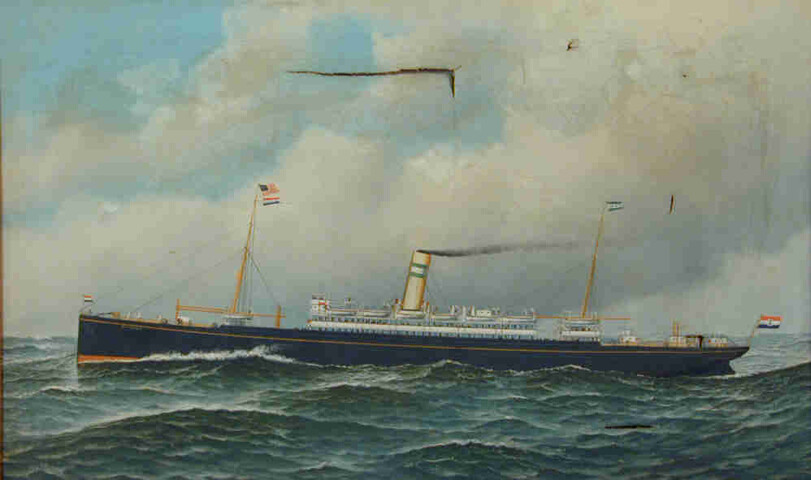 S.3325; Het passagiersschip ss. Noordam van de Holland-Amerika Lijn; schilderij