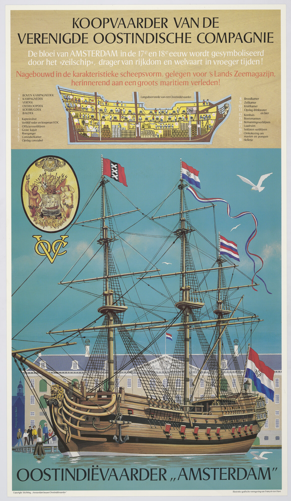 1999.3243; De Oostindiëvaarder 'Amsterdam'; affiche