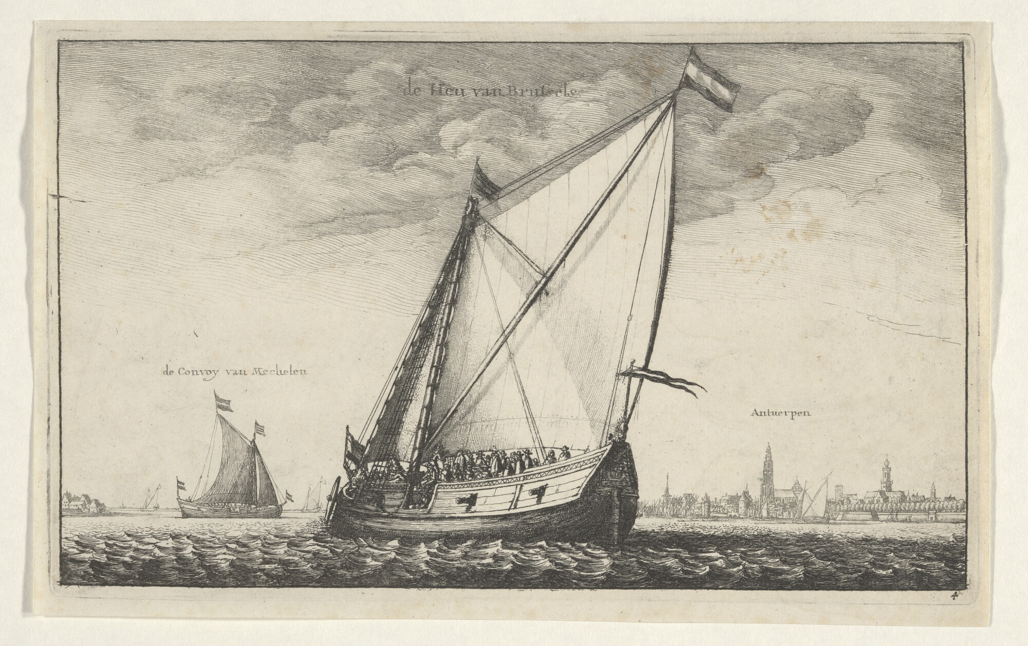 A.0149(0186); De heu van Brussel op de Schelde voor Antwerpen; prent
