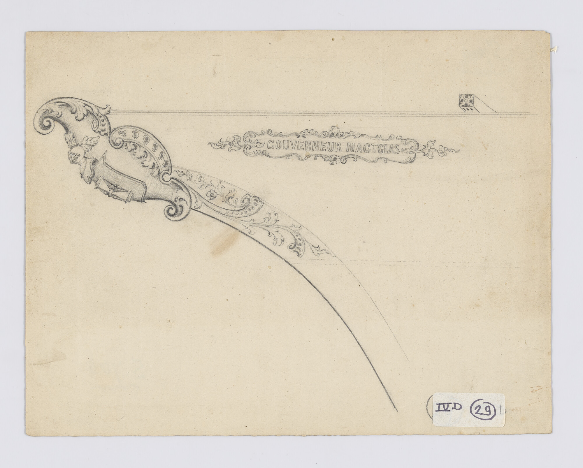S.0706(48); Schegbeeld met naamplaat van de brik; technische tekening