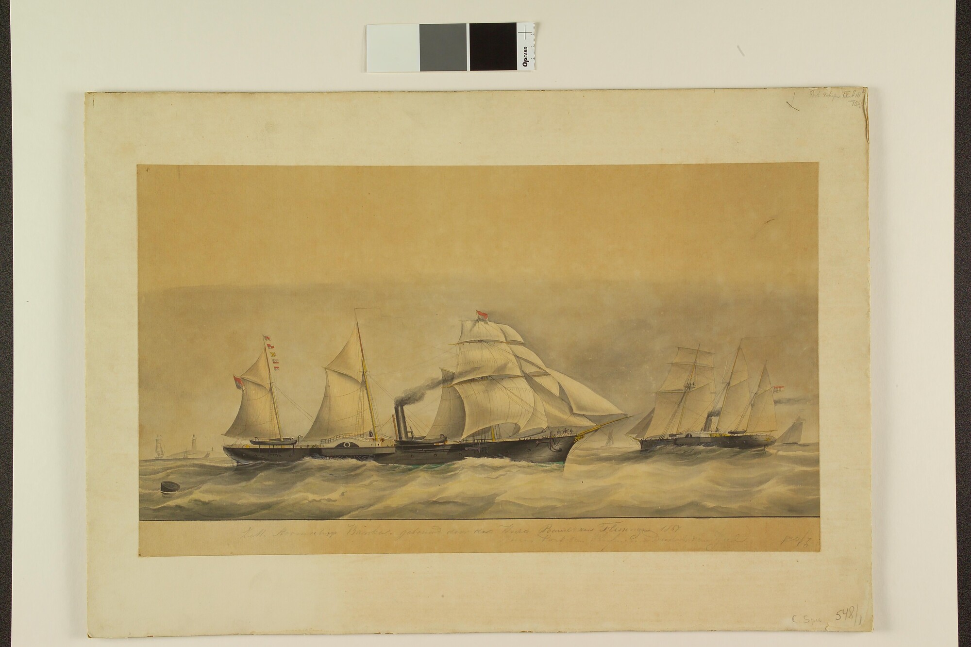 A.2915; Het stoomschip Zr.Ms. 'Banka'; tekening