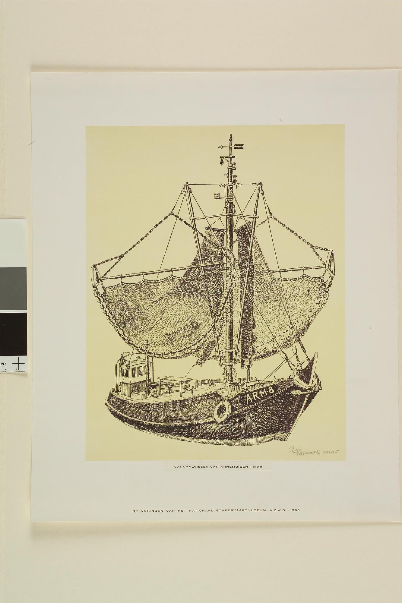 S.3350; Een garnaalvisser van Arnemuiden; prent
