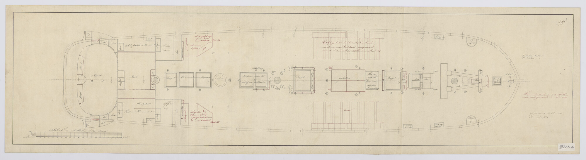 2015.4808; Dekplan van het korvet Zr.Ms. Van Speyk; technische tekening