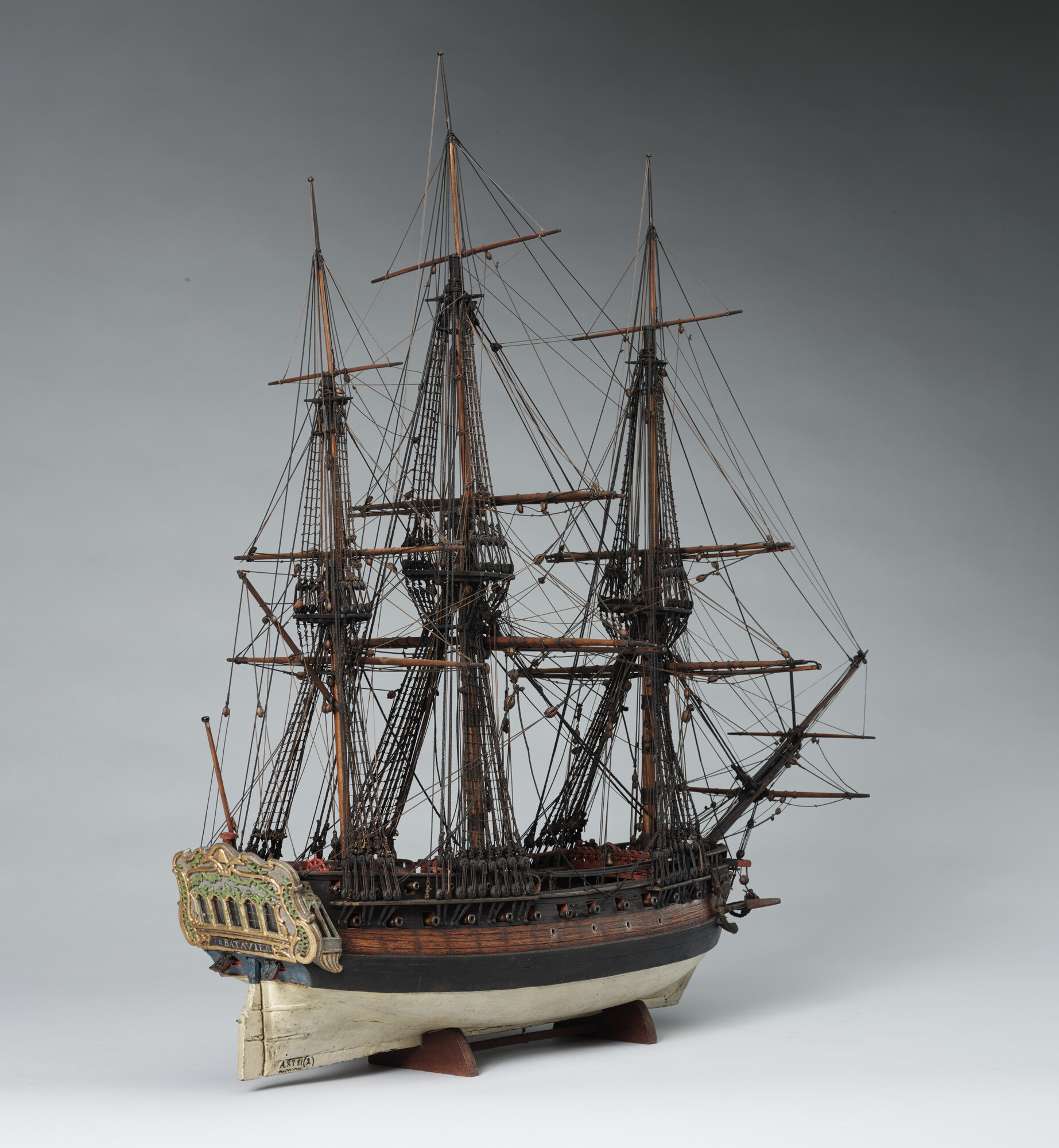 A.2781(02); Model van het VOC-schip Batavier van 42 stukken; scheepsmodel