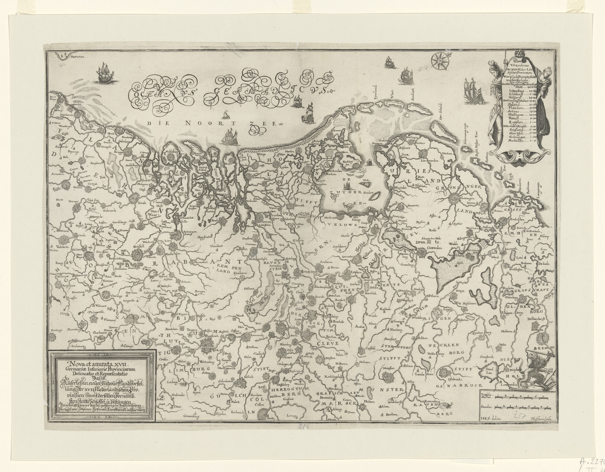 A.2276(04); Kaart van de XVII Provinciën uit circa 1650; landkaart