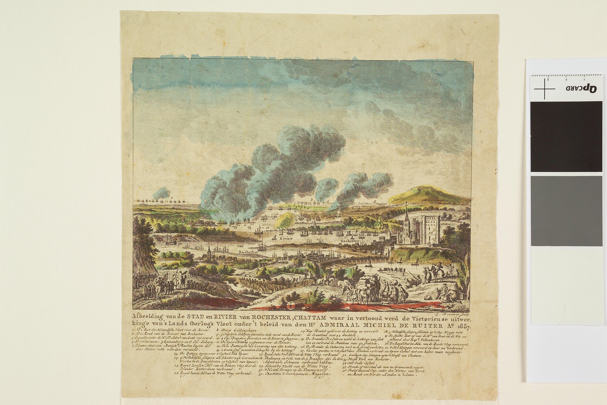 S.4652(02); De stad en rivier van Rochester en Chatham; prent