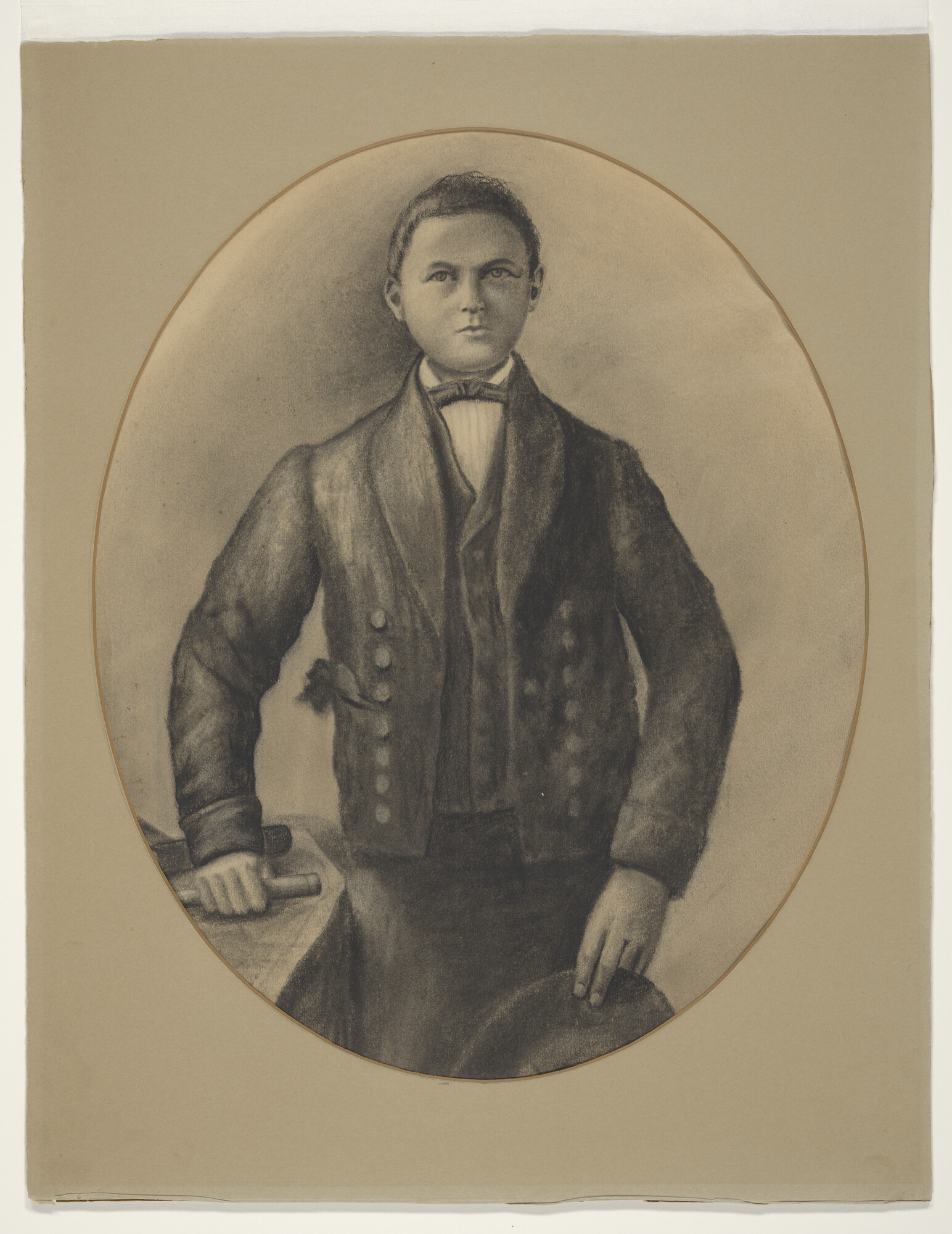 1991.0043; Portret van oud-leerling van de Kweekschool voor de Zeevaart Wilhelmus G.P. van de Wall (1833-1853); tekening
