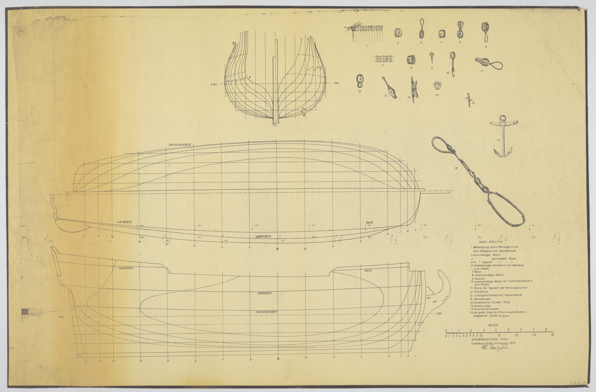 A.5335(11); Reconstructie tekeningen van schip van oorlog 'Oldenburg': spantenraam; technische tekening
