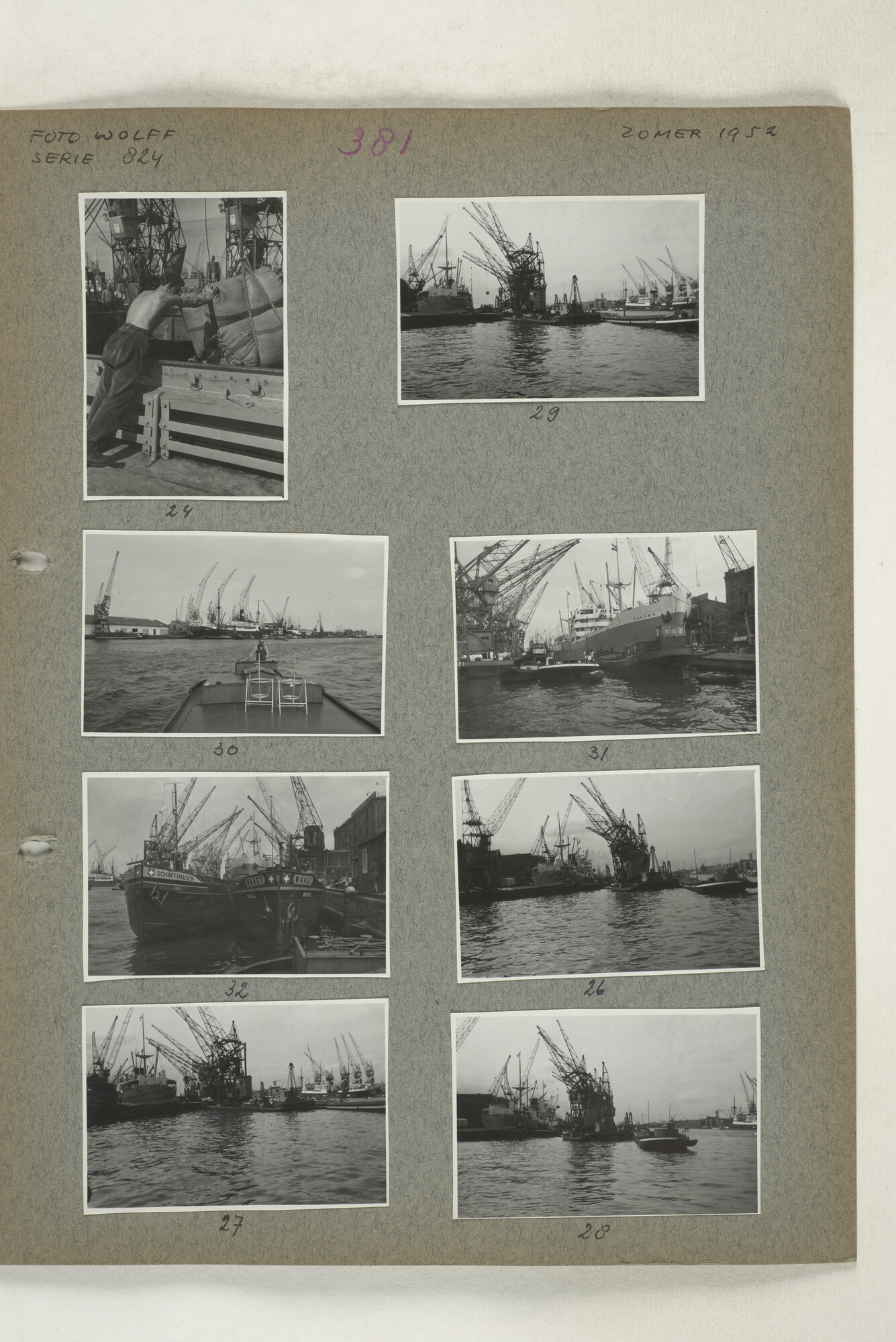 1998.2182; Omslag (voorheen ordner) met een grote hoeveelheid proef foto's van de haven en de stad van Amsterdam; omslag