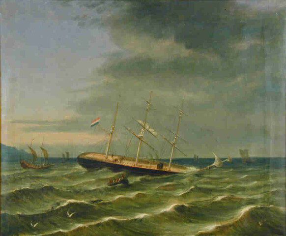 S.1461; Stranding van het barkschip Flora; schilderij