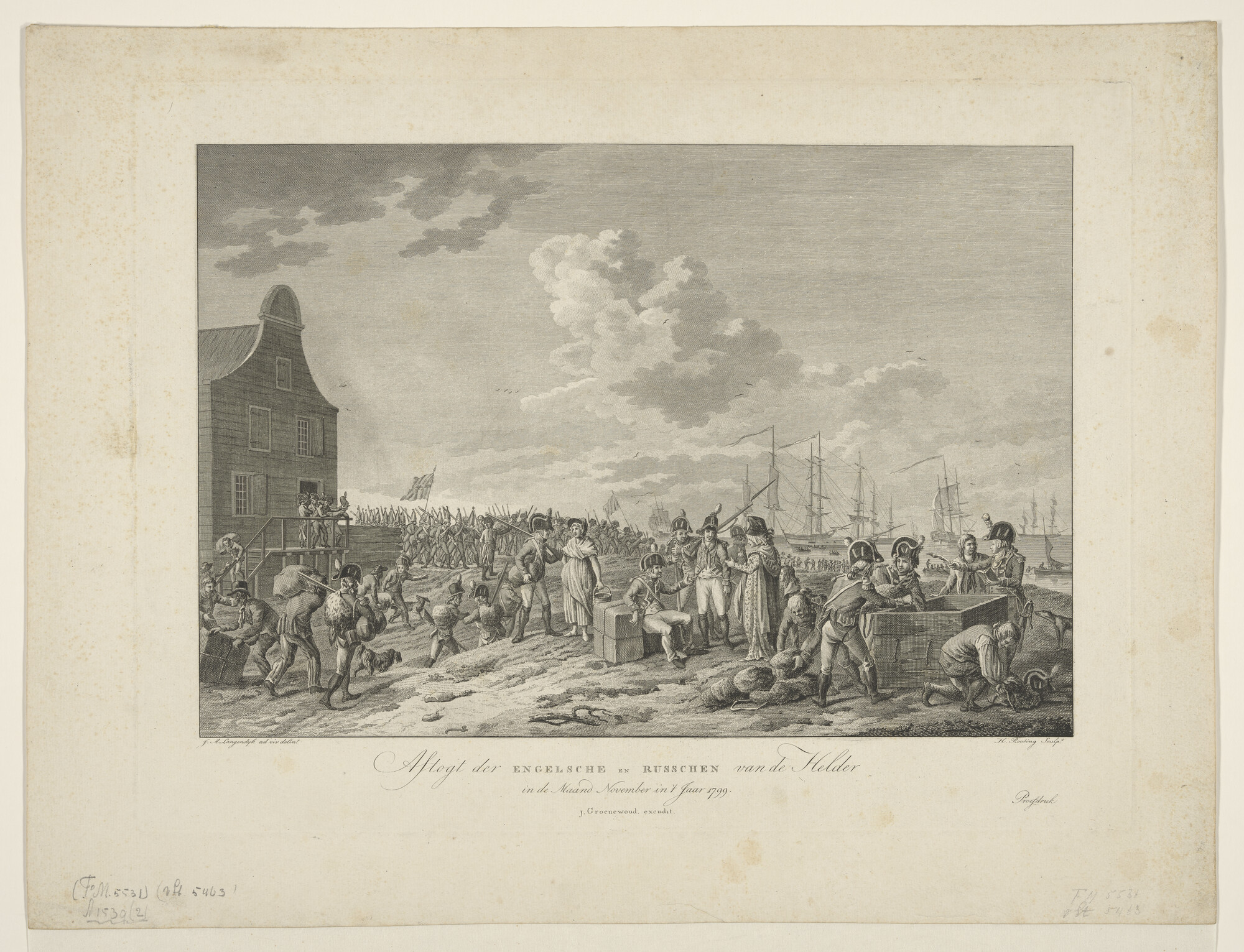 A.1539(02); Aftocht van de Engelsen en Russen bij Den Helder in november 1799; prent