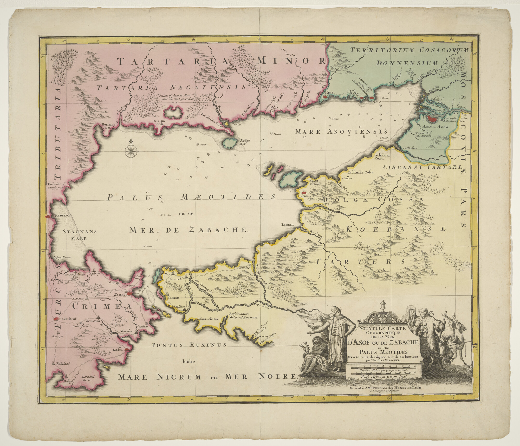 A.0145(211)114; Met de hand gekleurde kaart van het Kanaal van Constantinopel; landkaart