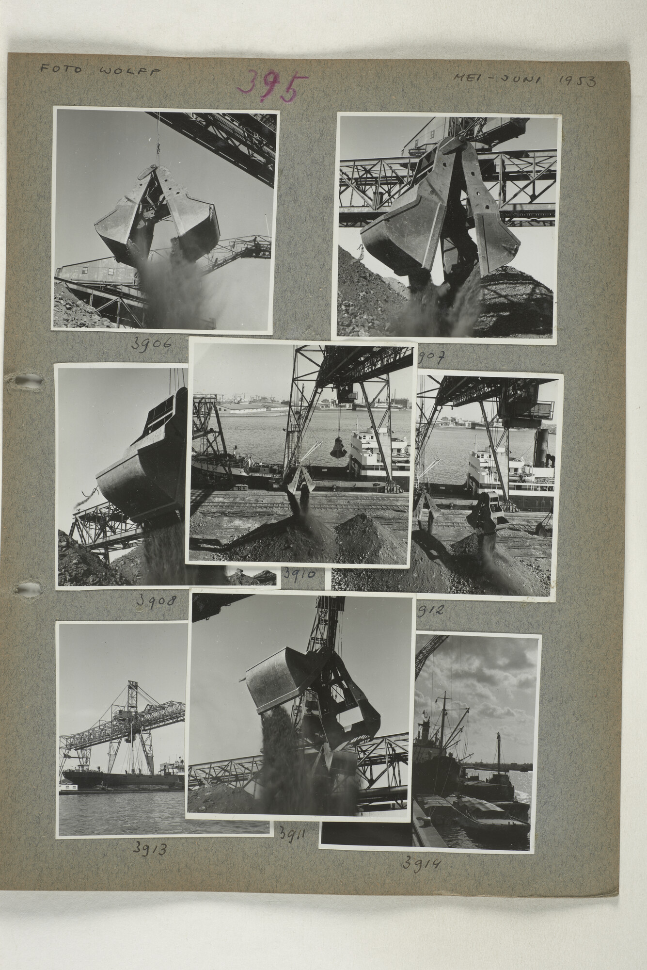 1998.2182; Omslag (voorheen ordner) met een grote hoeveelheid proef foto's van de haven en de stad van Amsterdam; omslag