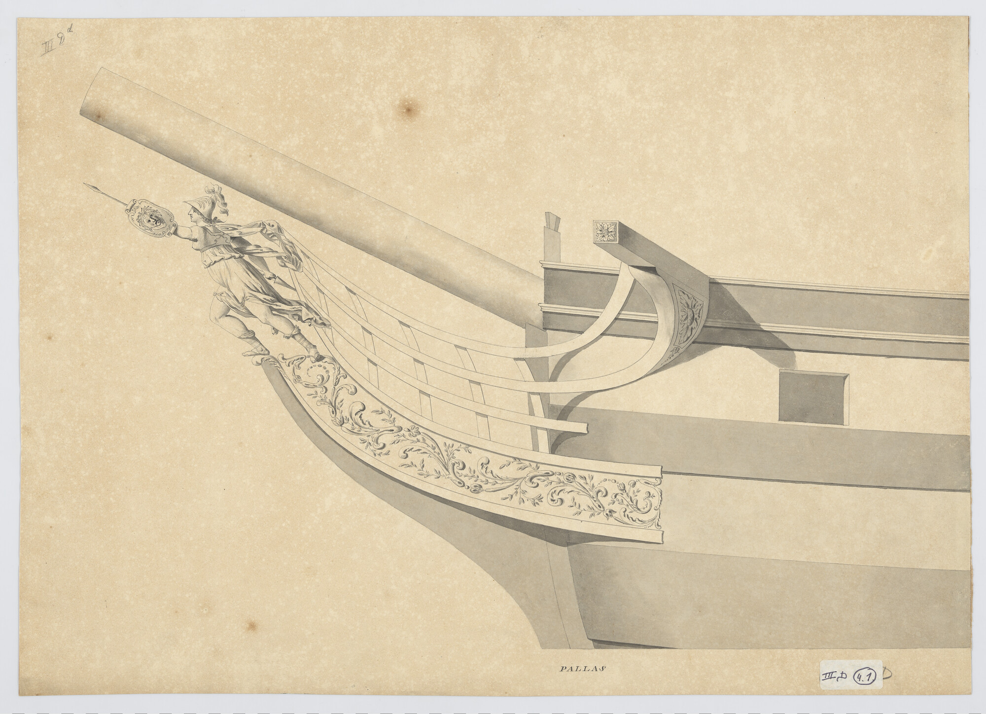 S.0600(01)081; Schegversiering van het fregat 'Pallas'; technische tekening