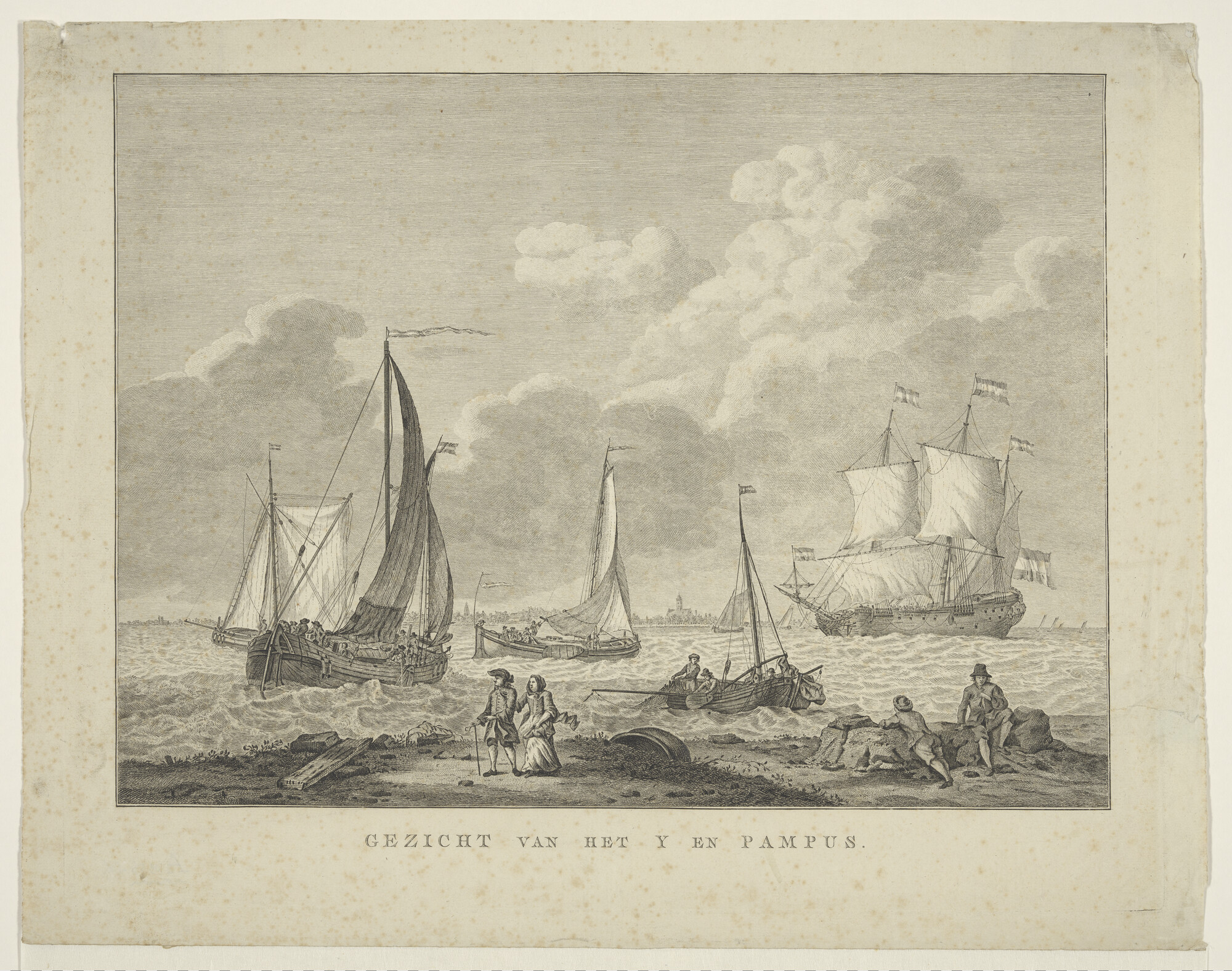 A.0356(23); Scheepvaart op het IJ bij Pampus; prent