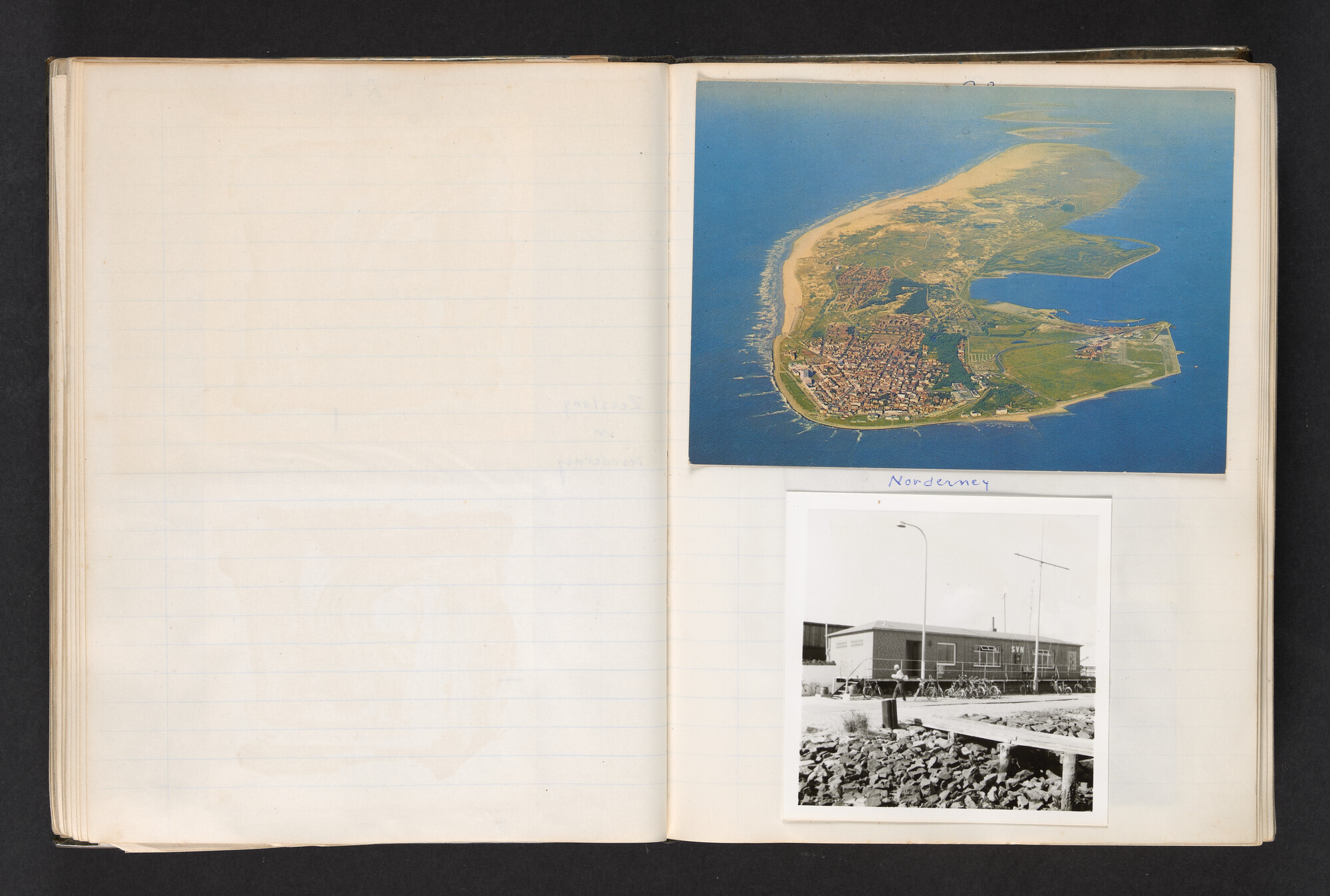 2017.0802; Logboek c.q. fotoalbum van reizen met zeeschouw Grutto (II) in Nederland, Duitsland en Denemarken, 1973-1974; logboek