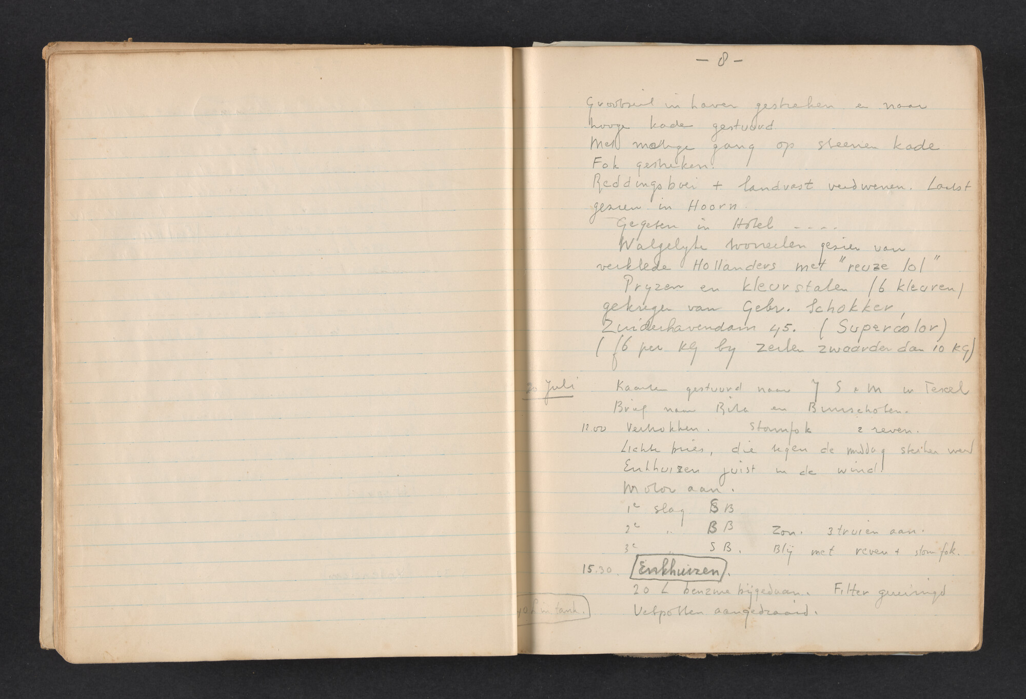 2017.0792; Logboek c.q. fotoalbum van reizen met zeeschouw Grutto in Nederland, 1955-1957; logboek