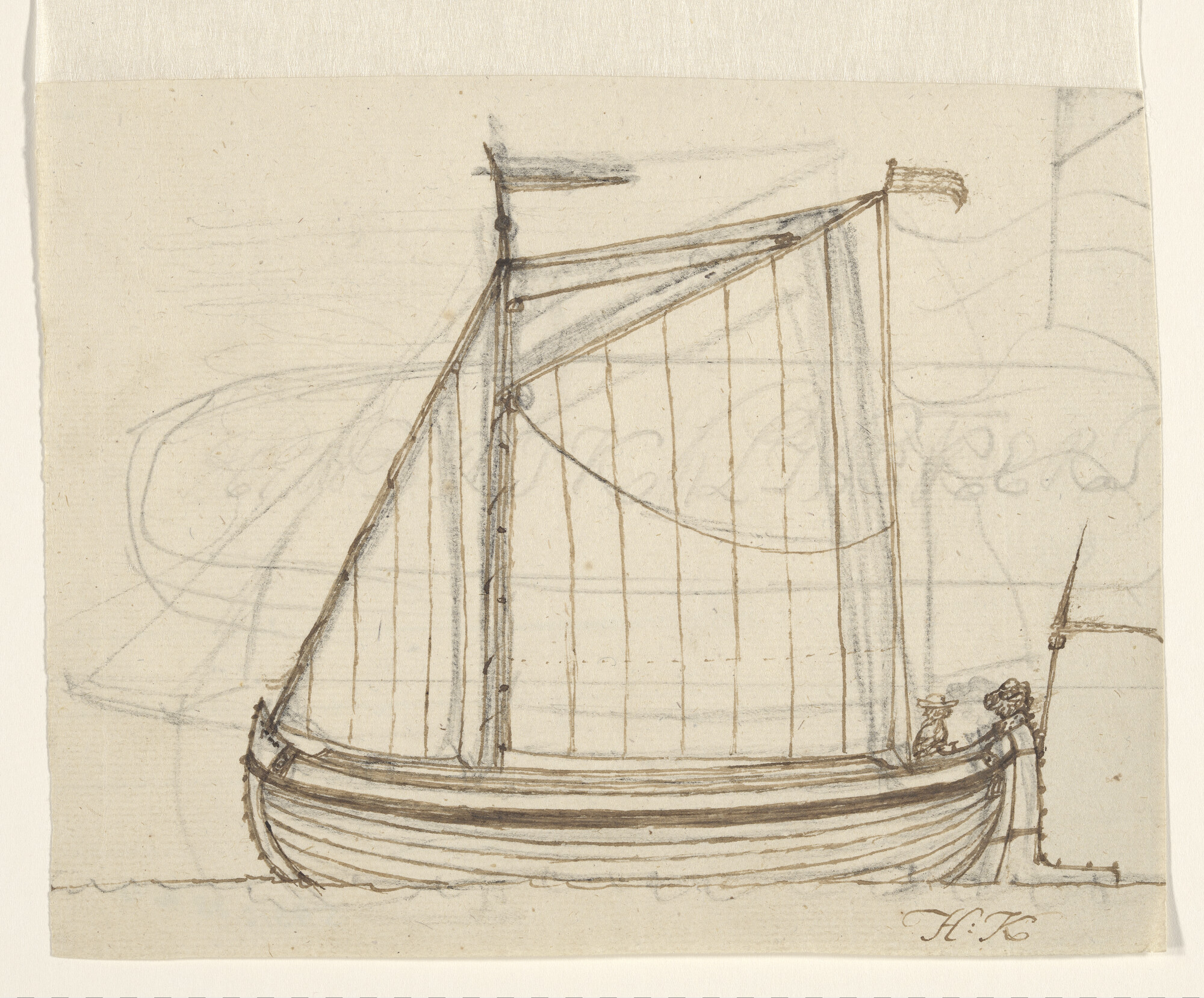 S.4317(38)a13; Een open schuit; tekening
