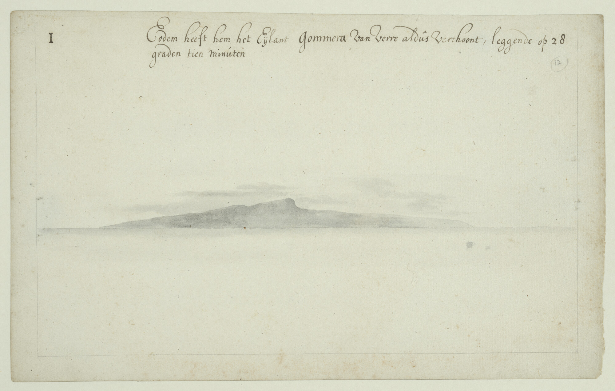 A.3457(12); Landverkenning van Gomera (Canarische Eilanden); tekening