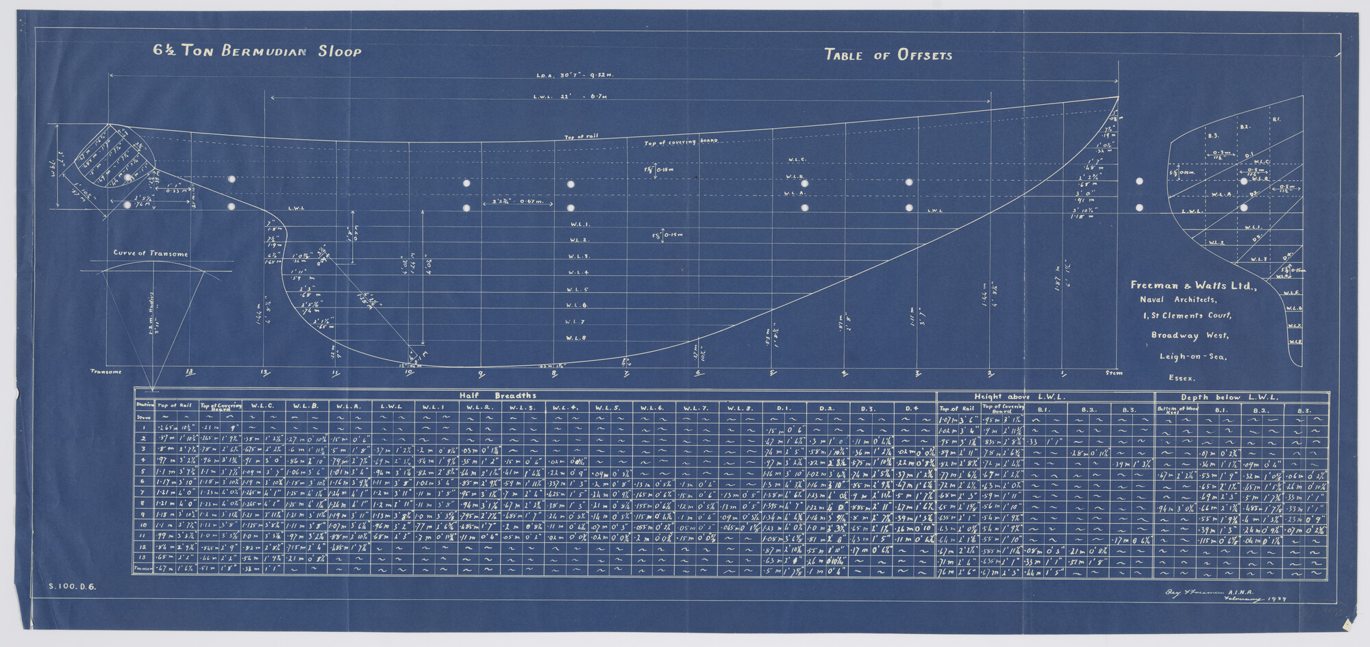 1993.6093; Stapelplan en uitslagtabel Bermudasloep; technische tekening