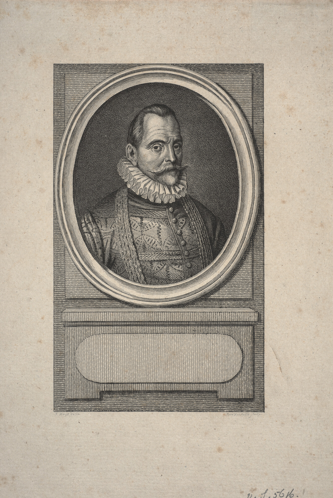 A.0145(179) [nr 0025]; Prent proefdruk, portret van Willem Blois van Treslong; prent