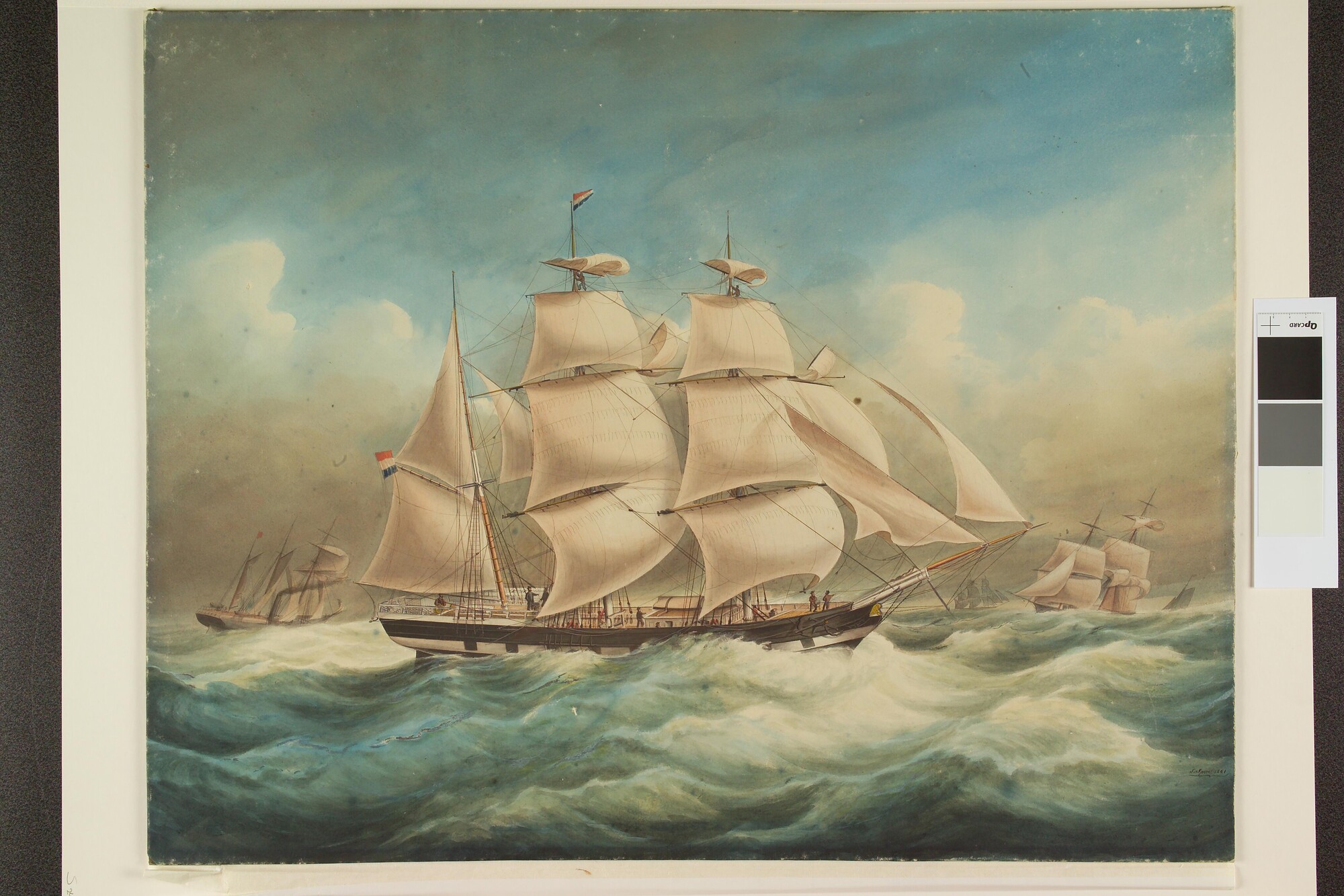 S.2401(02); Het barkschip Helena Constantia; tekening