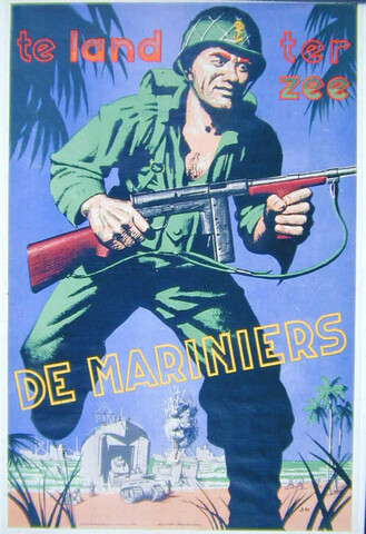 A.5755(08); Te land en Ter zee. De Mariniers.; affiche