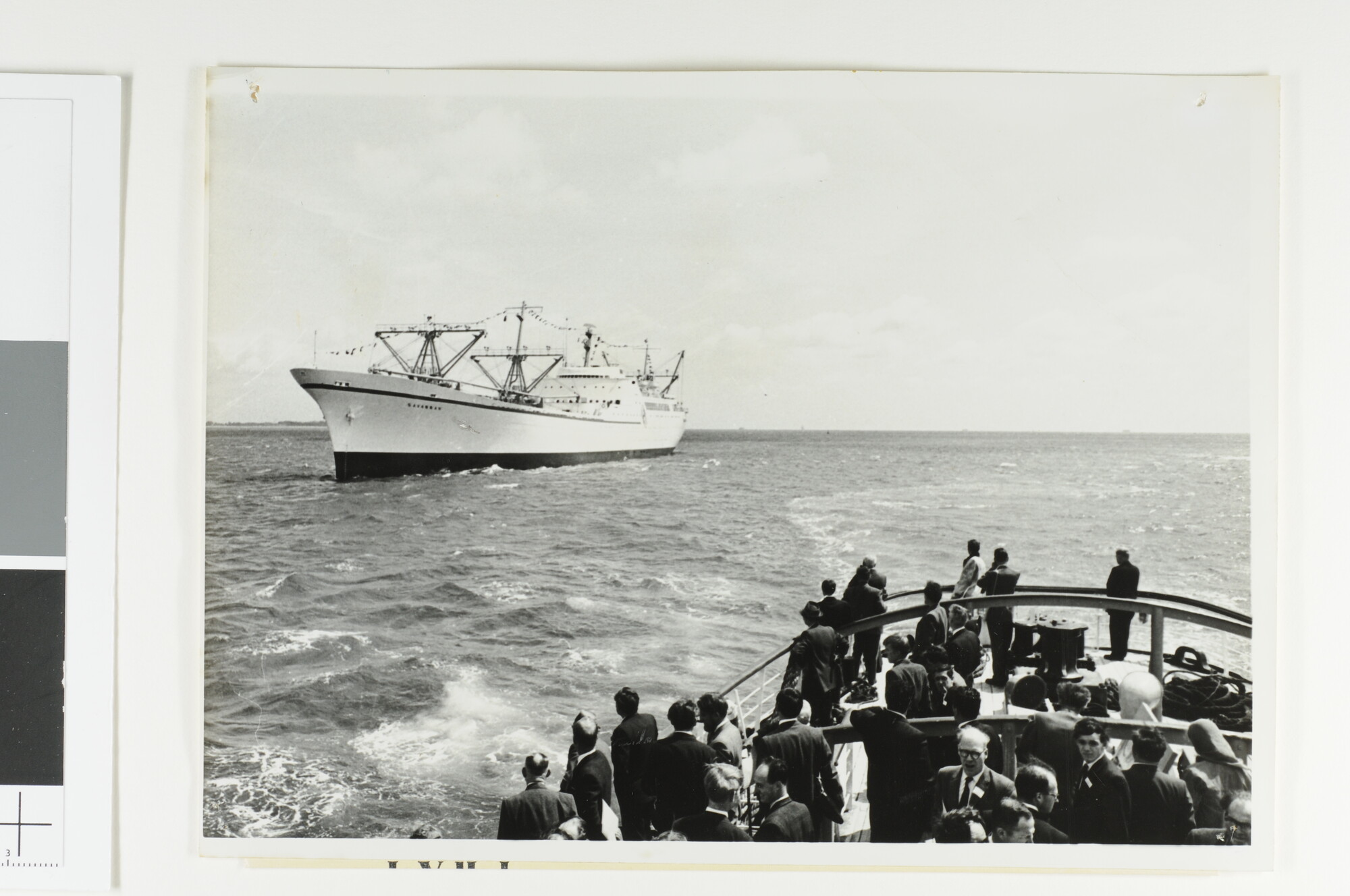 S.6408(0897); Aankomst van het door kernenergie aangedreven vrachtschip ns. 'Savannah' van de US Maritime Administration-Atomic Energy Commission te Southampton; foto