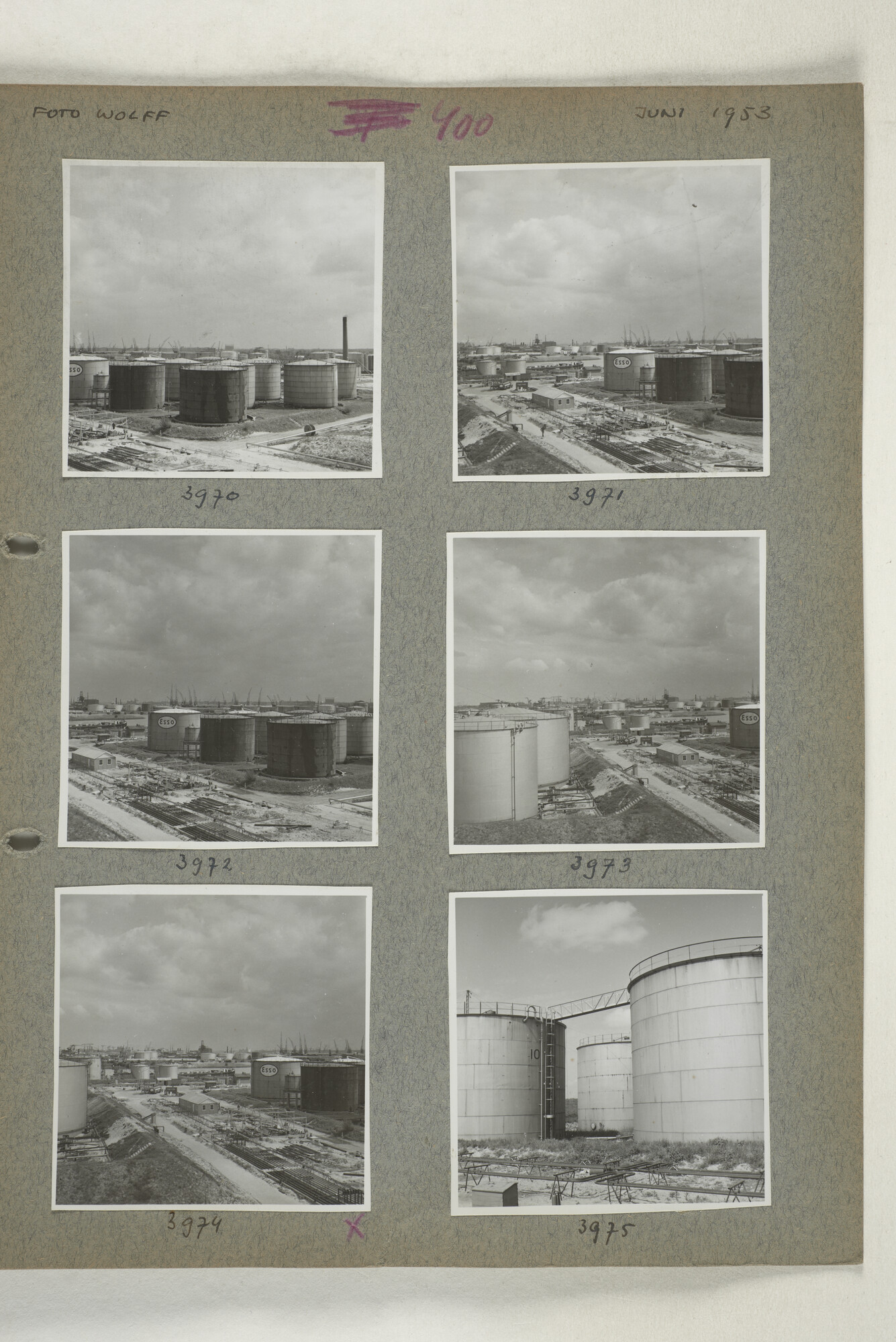 1998.2182; Omslag (voorheen ordner) met een grote hoeveelheid proef foto's van de haven en de stad van Amsterdam; omslag