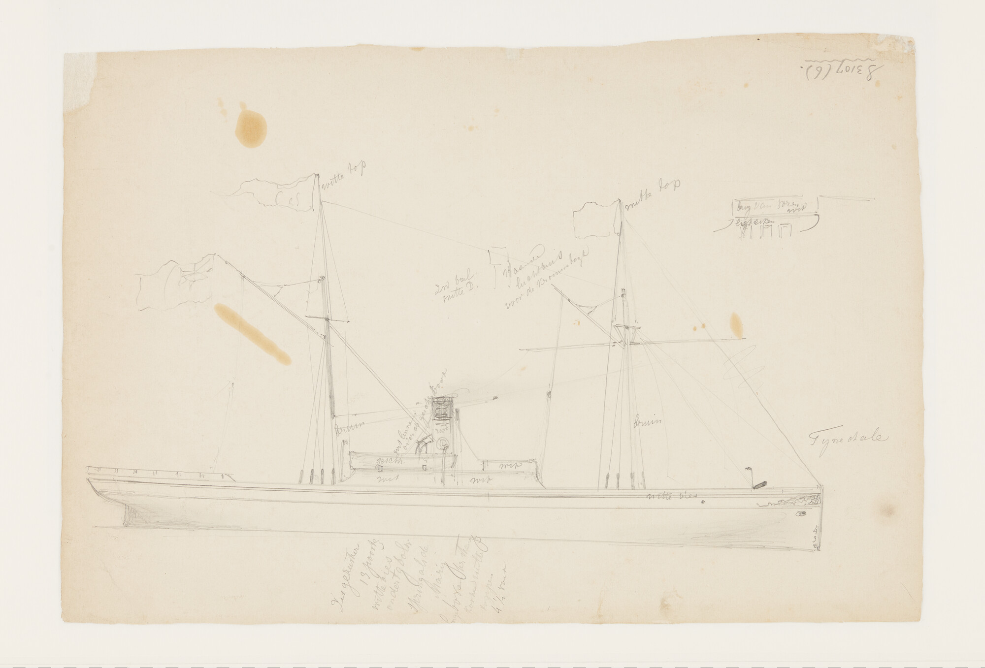 S.3107(06); Schets van het fregat Noach I; tekening