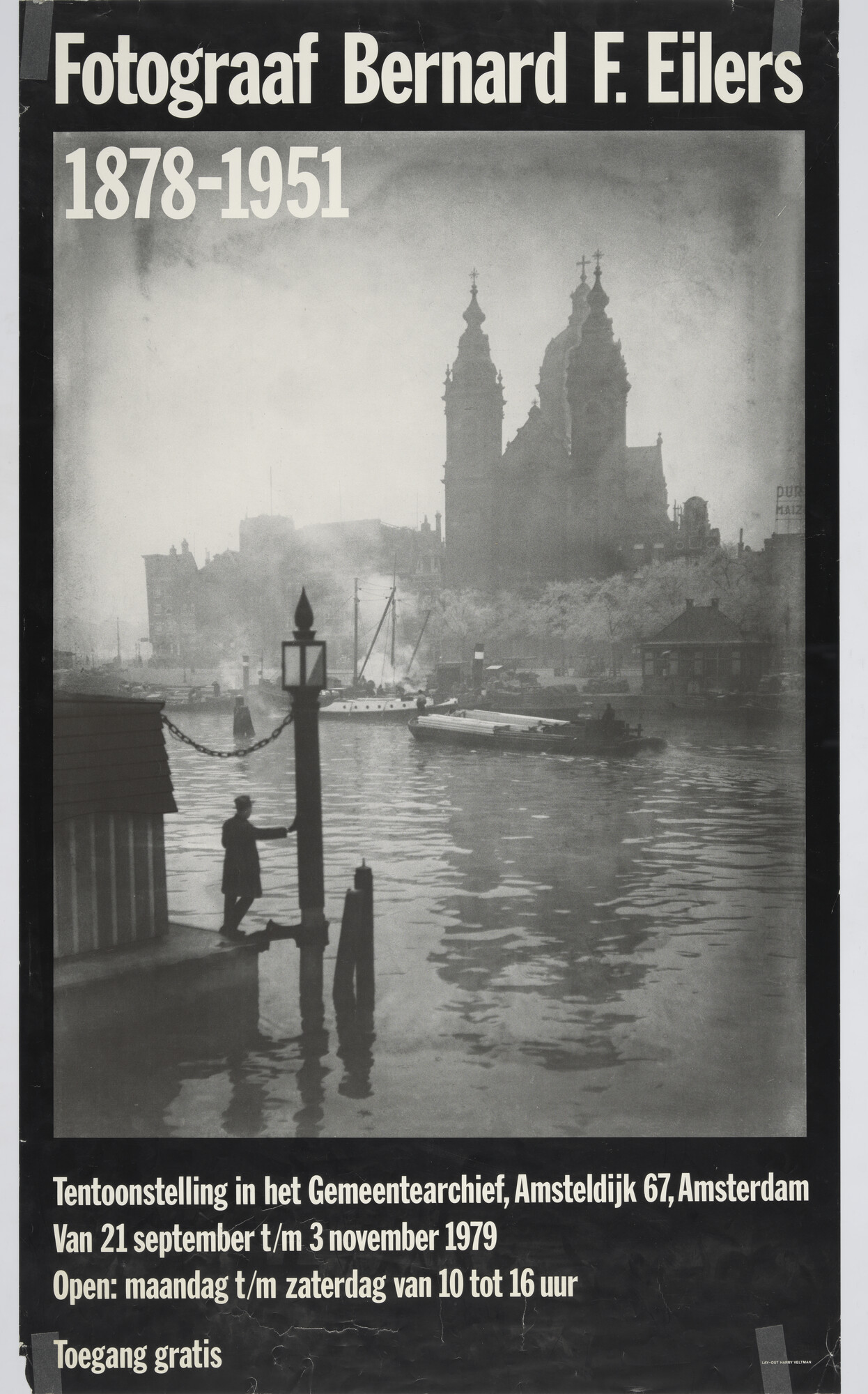 1994.5121; Affiche voor de tentoonstelling 'Fotograaf Bernard F. Eilers, 1878-1951' in het Gemeentearchief Amsterdam, sept; affiche