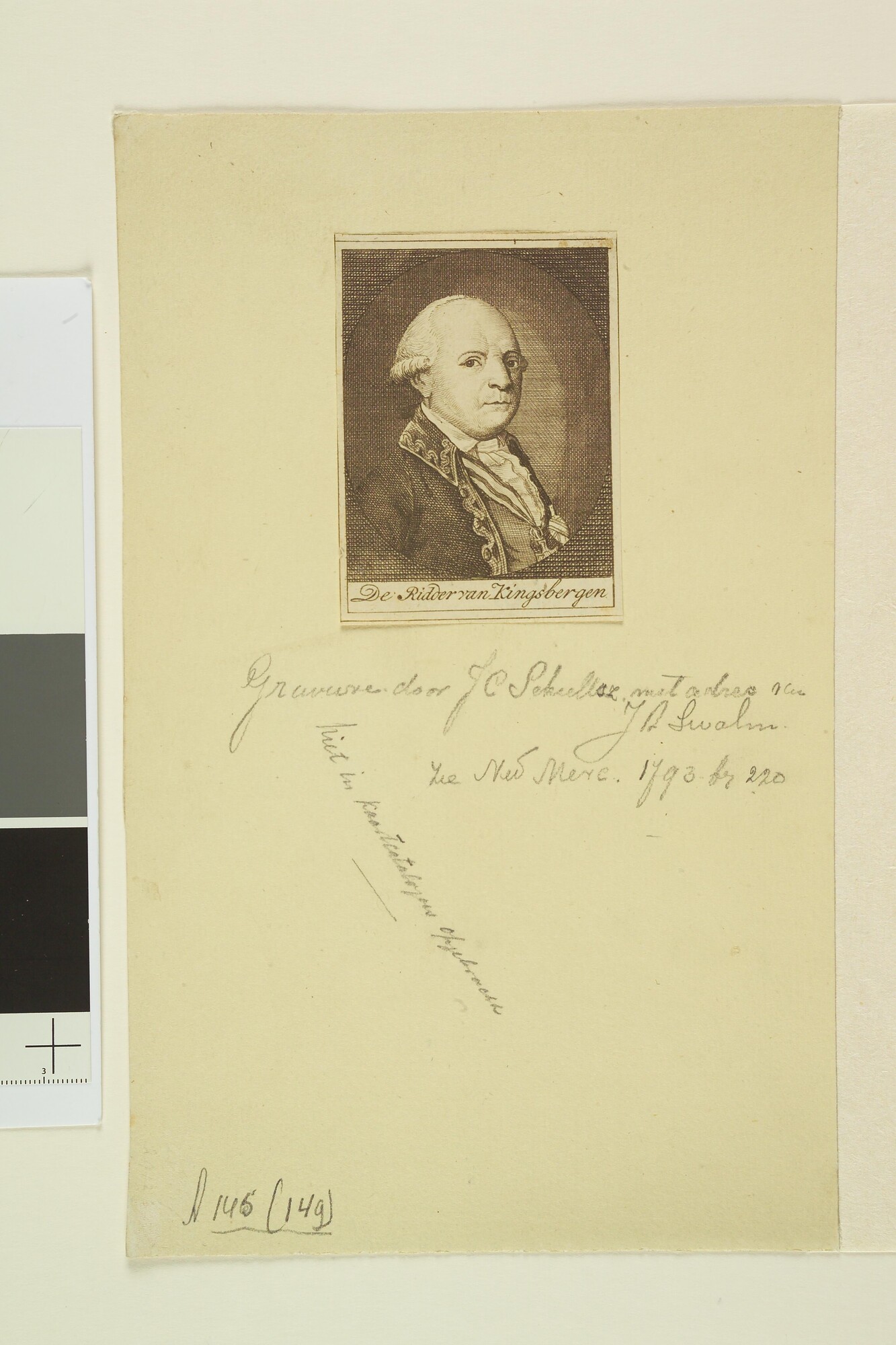 A.0145(179) [nr 0036]; Portret van J.H. van Kinsbergen, borstbeeld naar rechts; prent